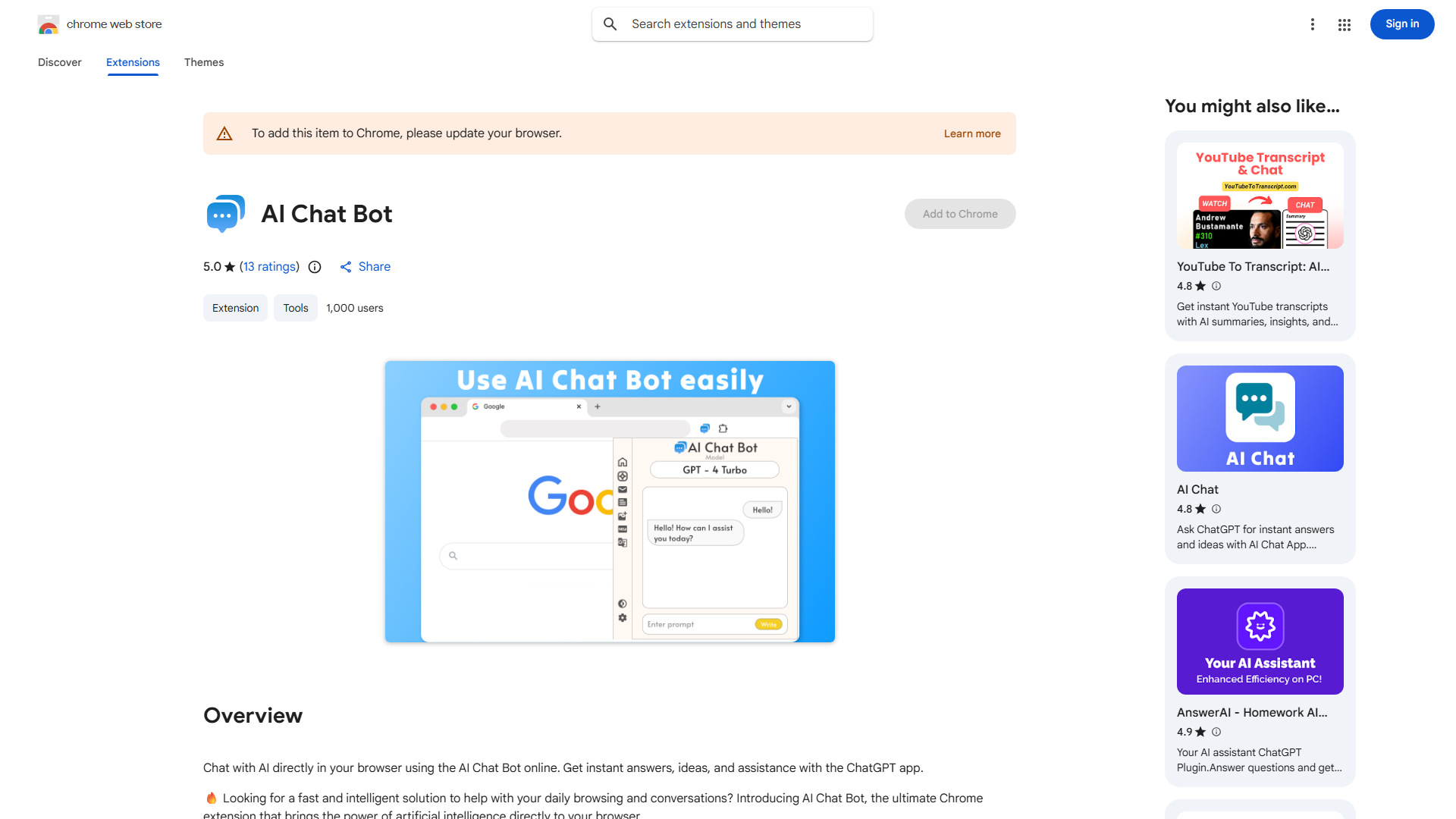 Bing AI Chatbot Extension