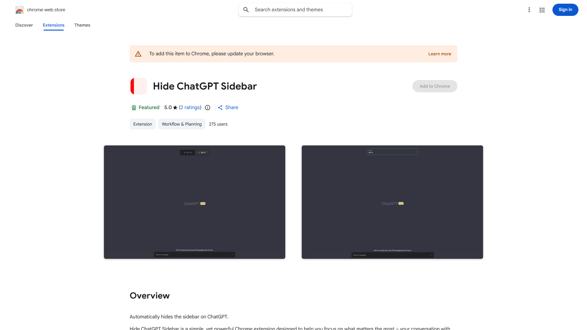 Hide ChatGPT Sidebar