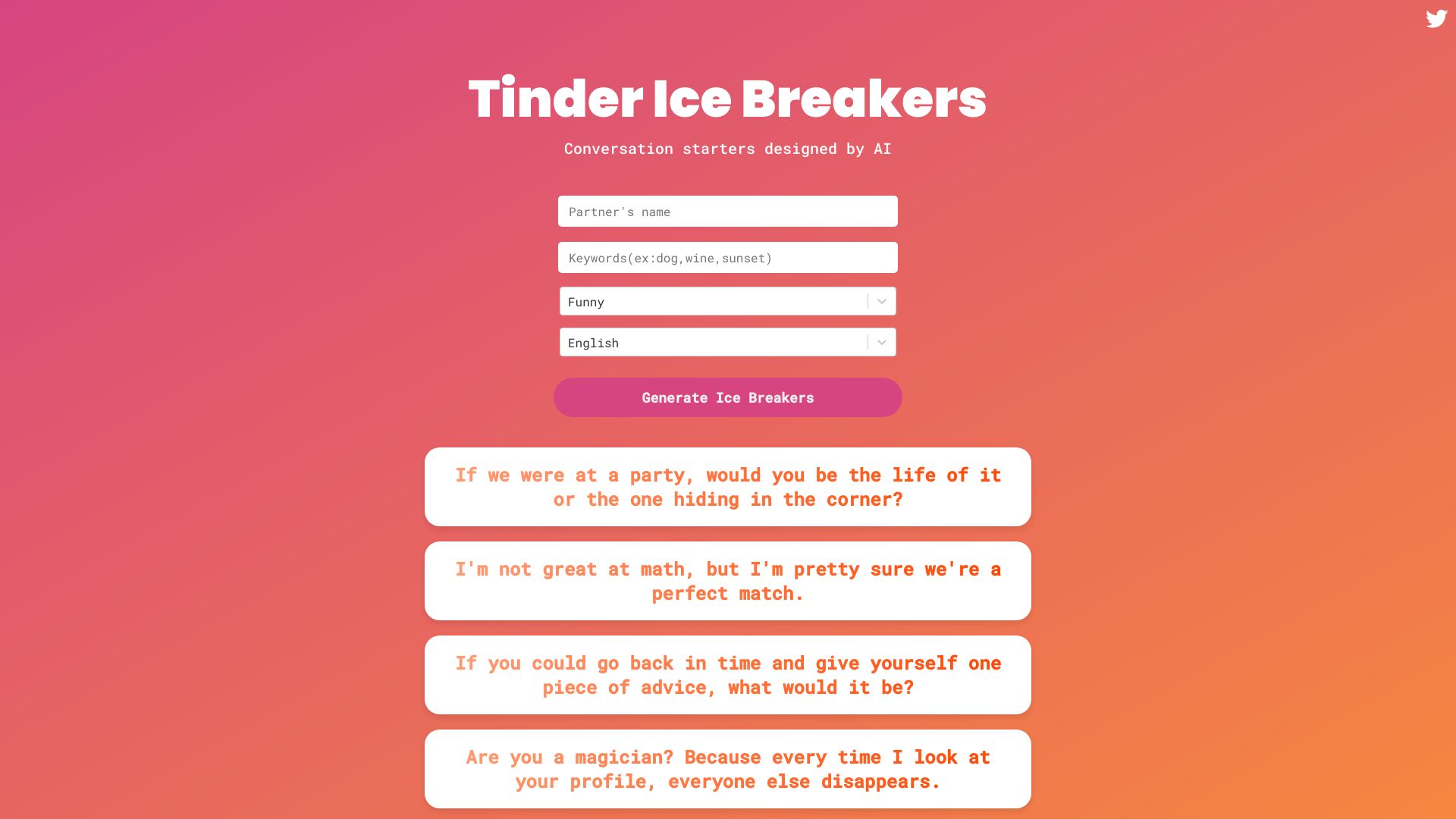 Tinder Ice Breakers AI