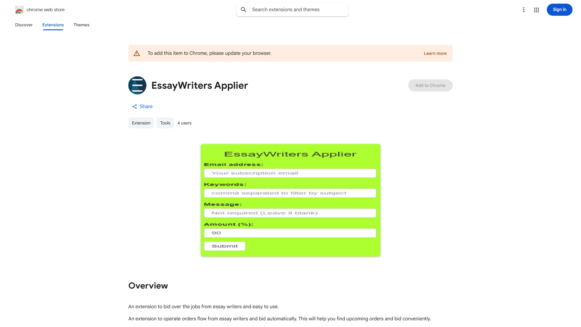 Essay Writer Order Bidding Extension