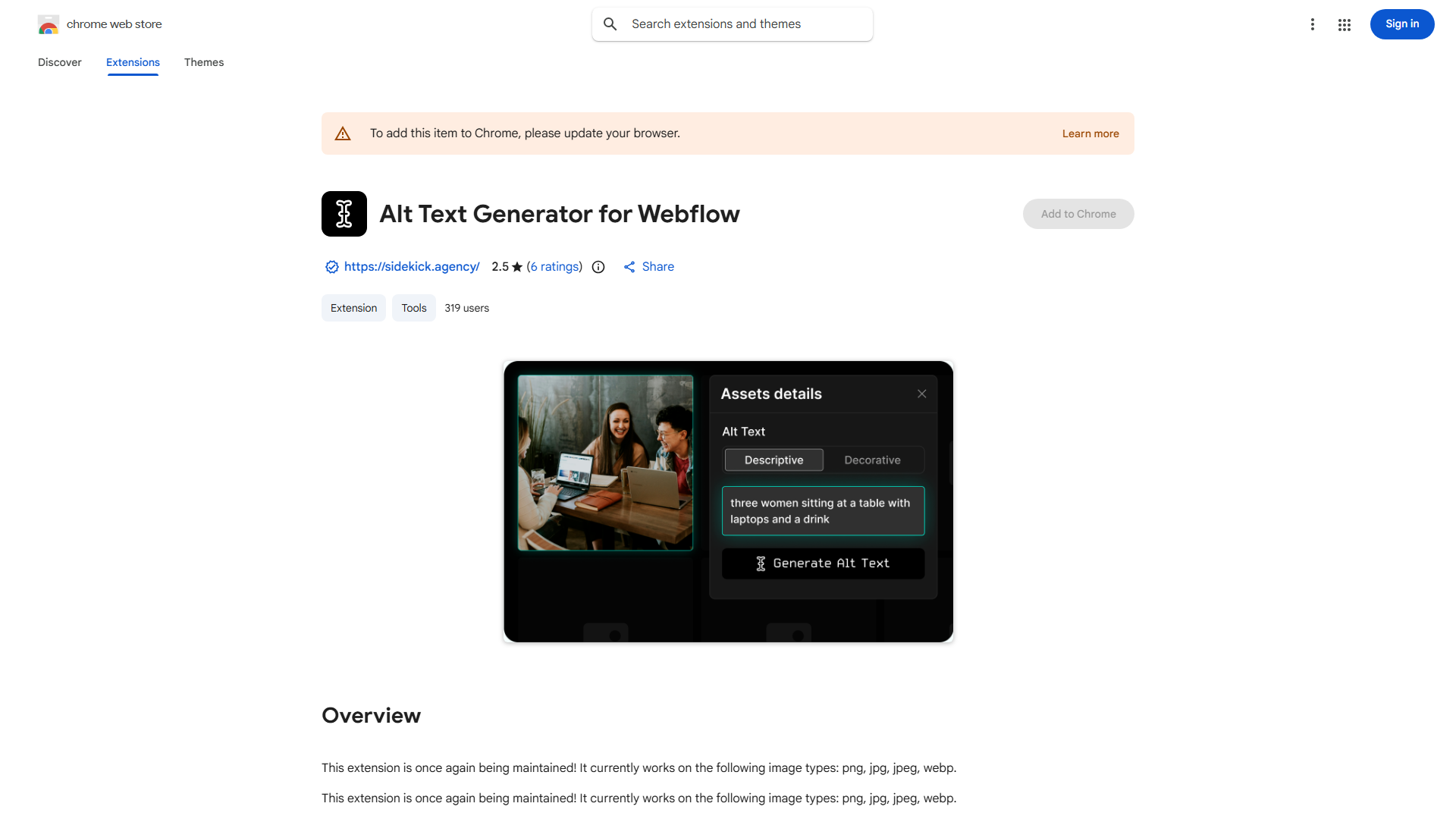 Generate Alt Text for Webflow images using AI!