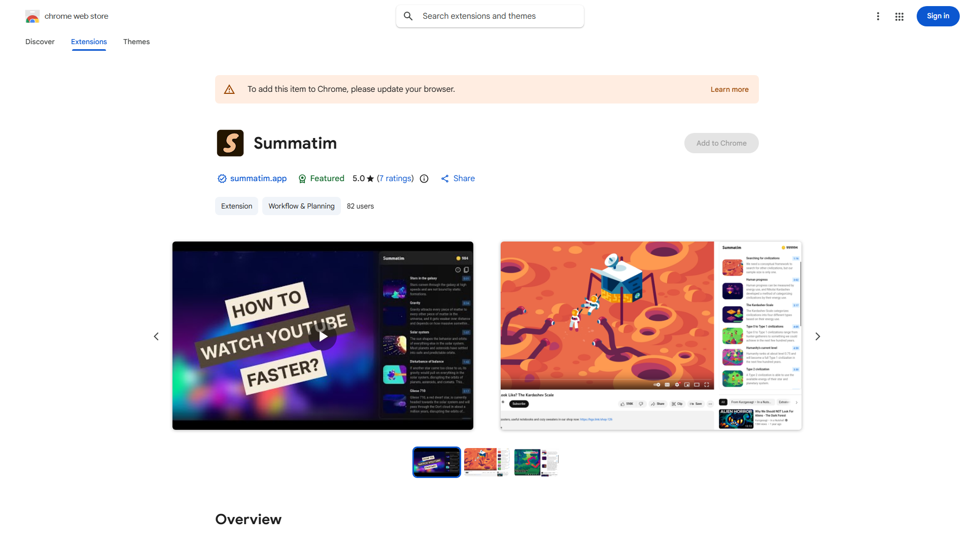 YouTube Video Summarization Extension