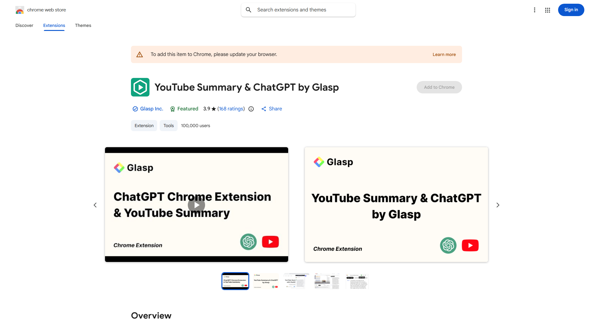 ChatGPT for Chrome & YouTube Summary with ChatGPT & Claude