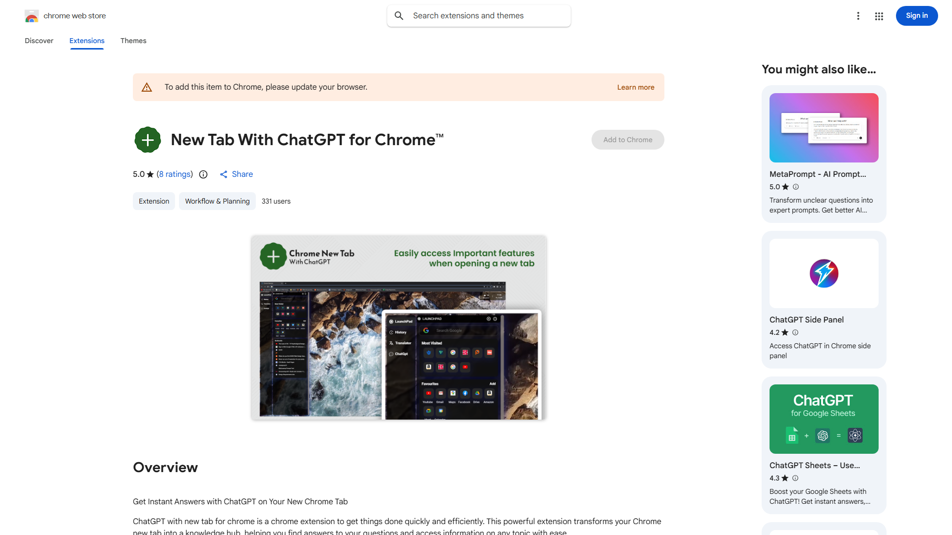New Tab With ChatGPT for Chrome™