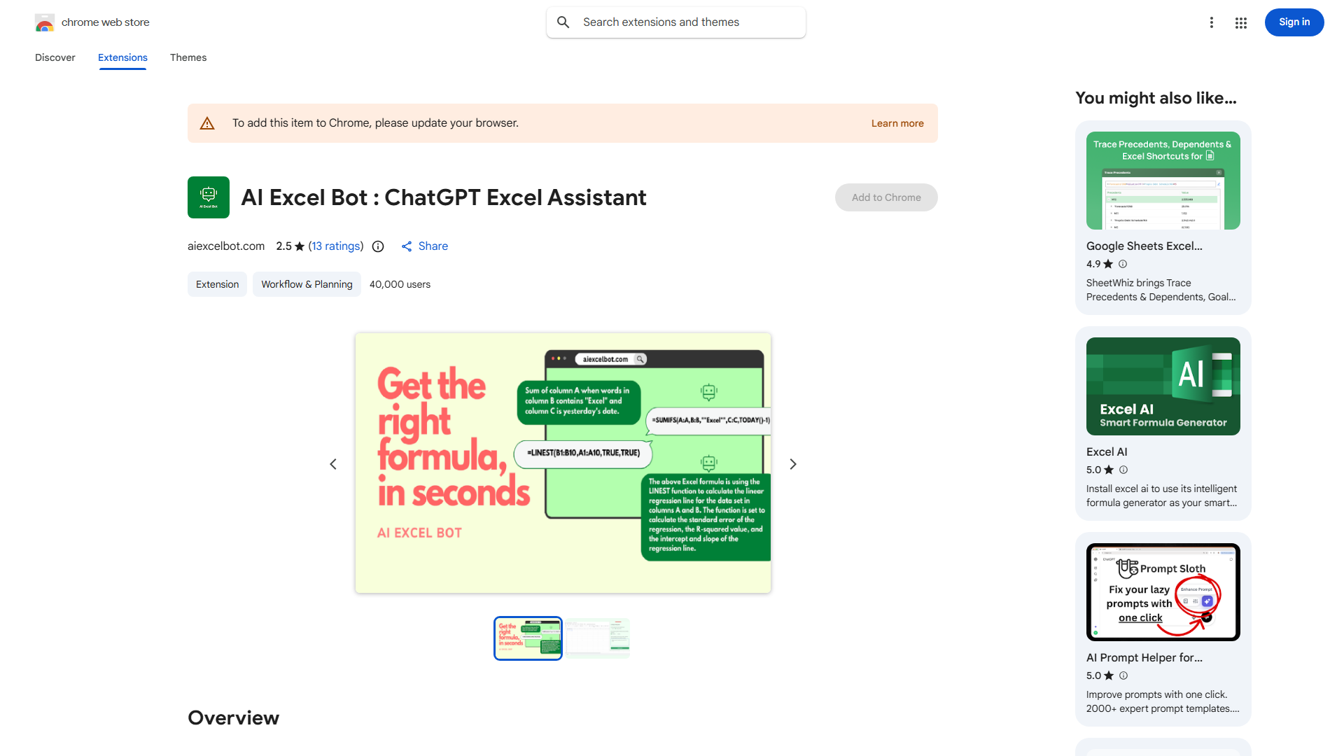 ChatGPT Powered Excel and Google Sheets formula assistant