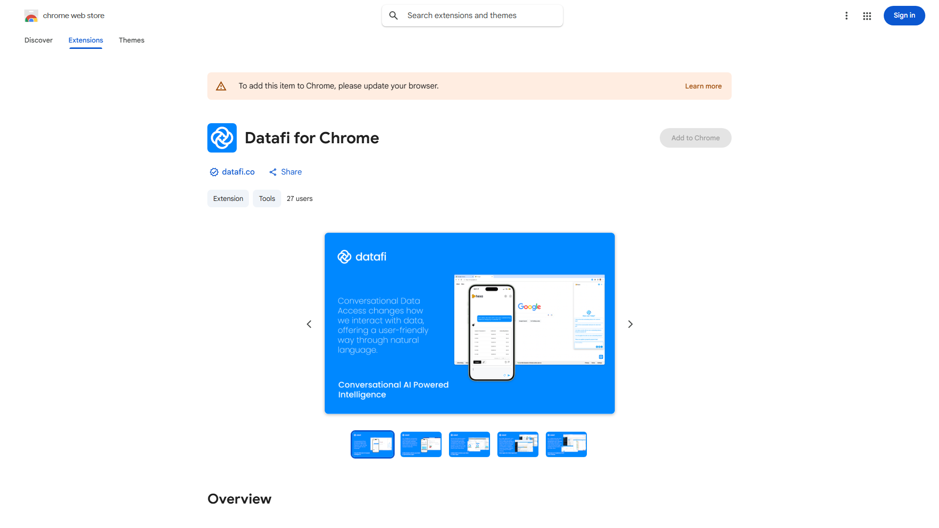 Datafi for Chrome Extension