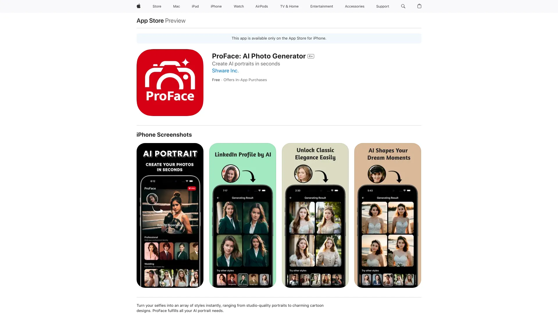ProFace: AI Photo Generator