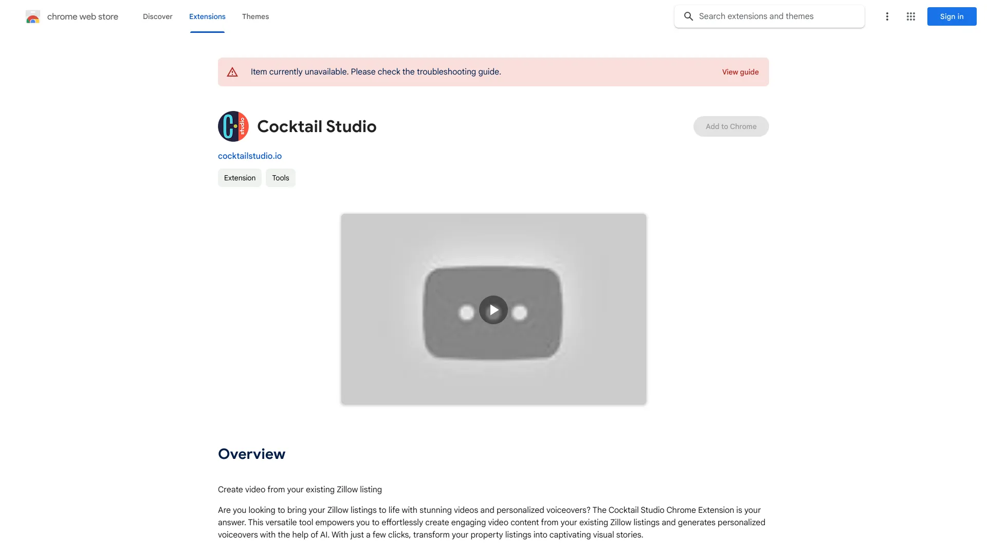 Cocktail Studio Chrome Extension