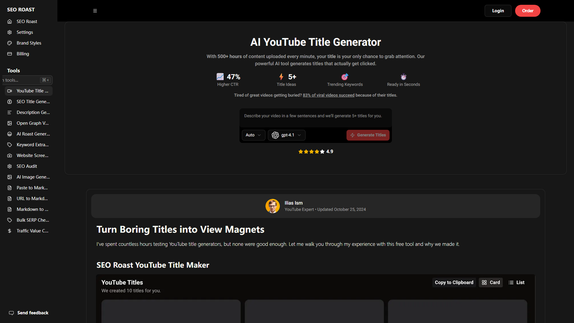 SEO Roast YouTube Title Maker