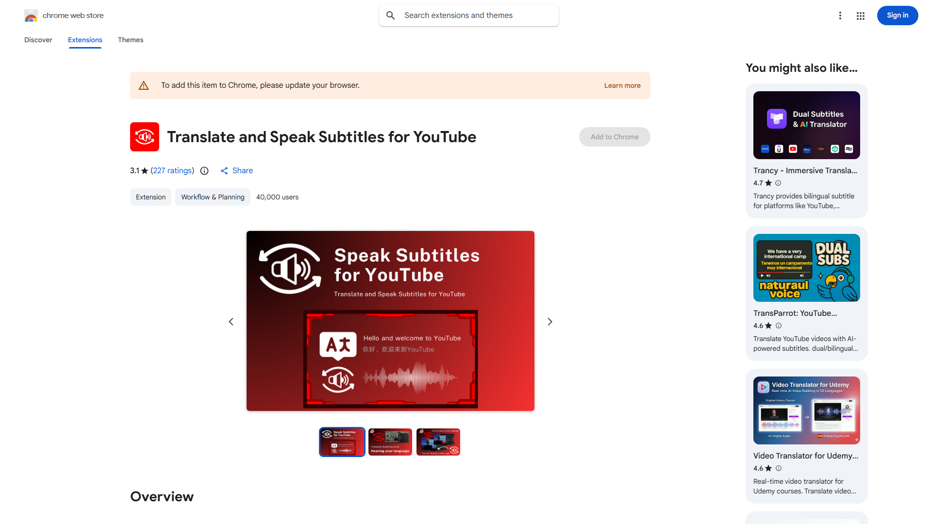 YouTube Subtitles Speaker and Translator