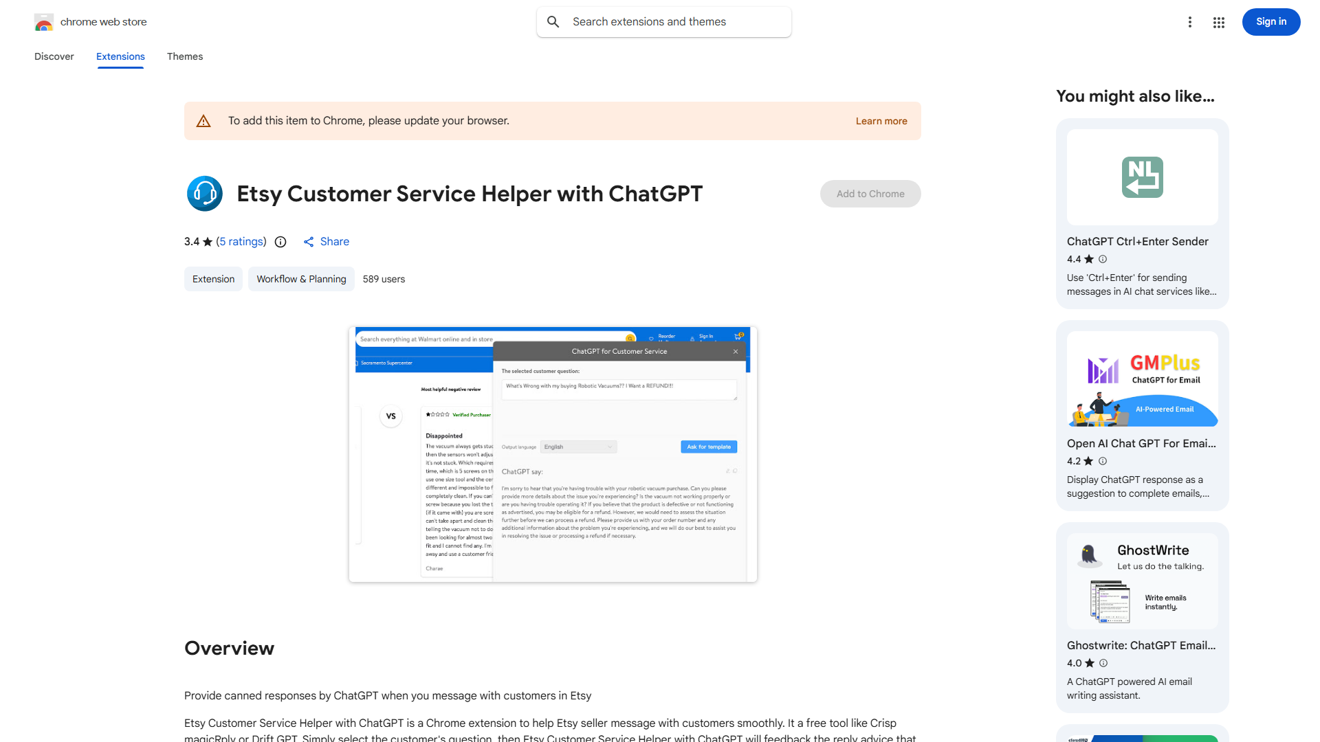 Etsy Customer Service Helper with ChatGPT