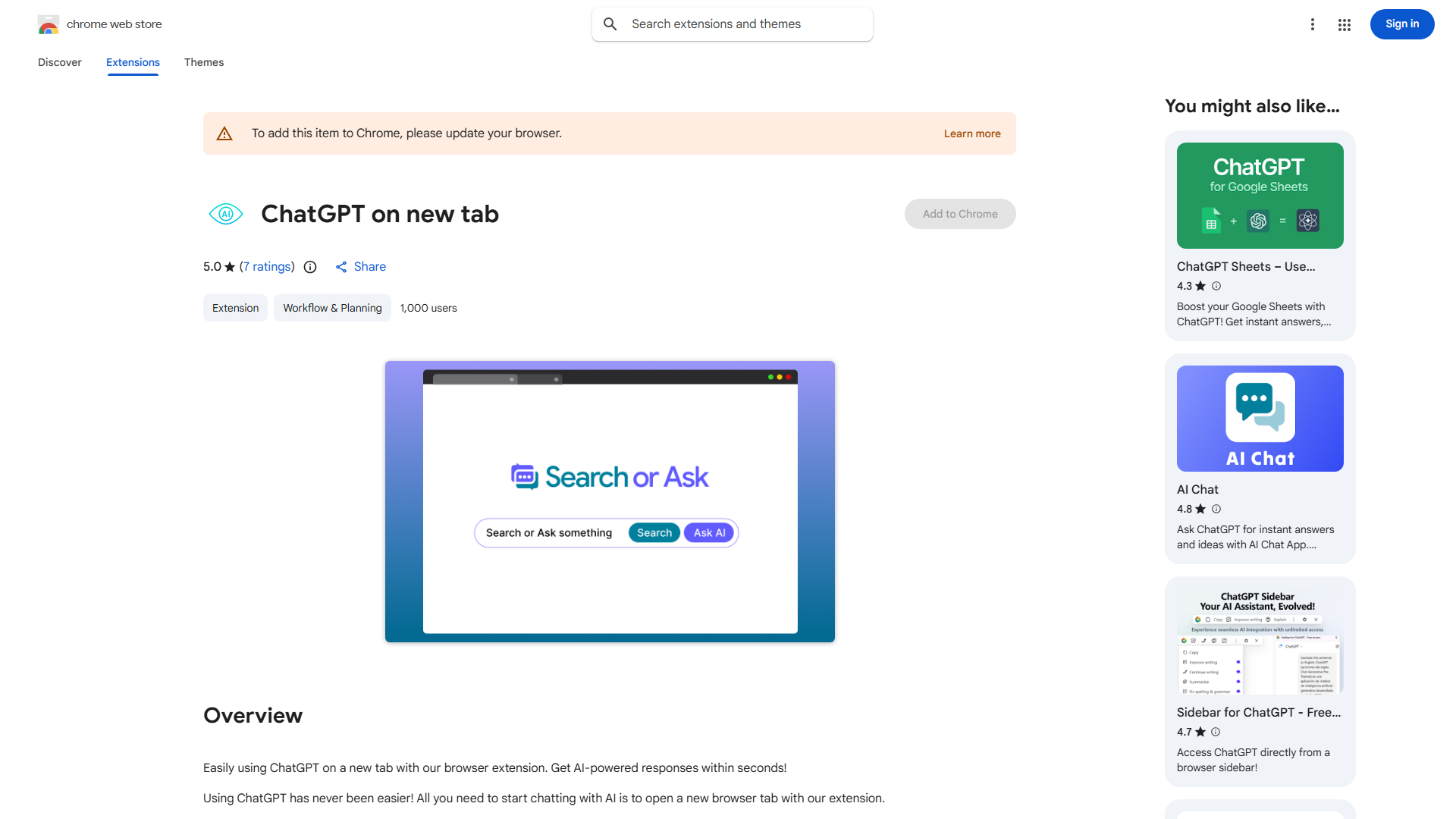 ChatGPT on New Tab Extension