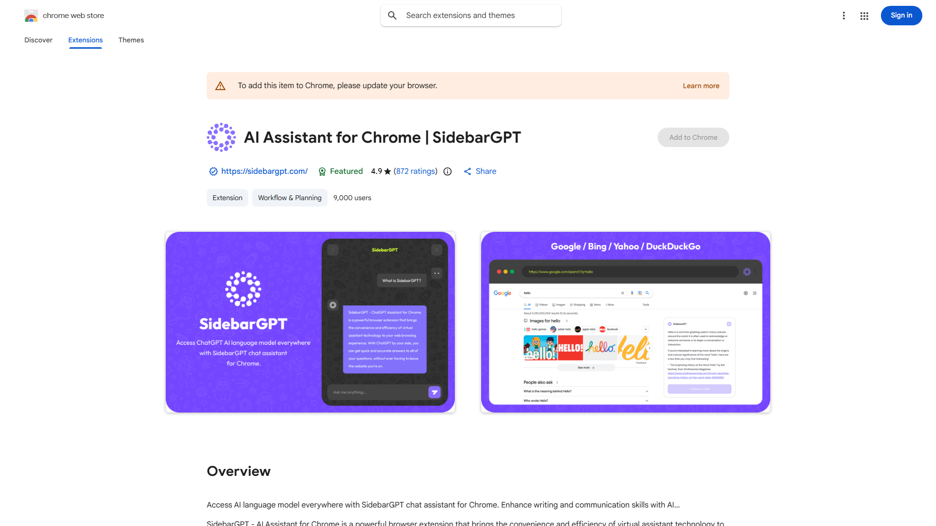 SidebarGPT - ChatGPT Assistant for Chrome
