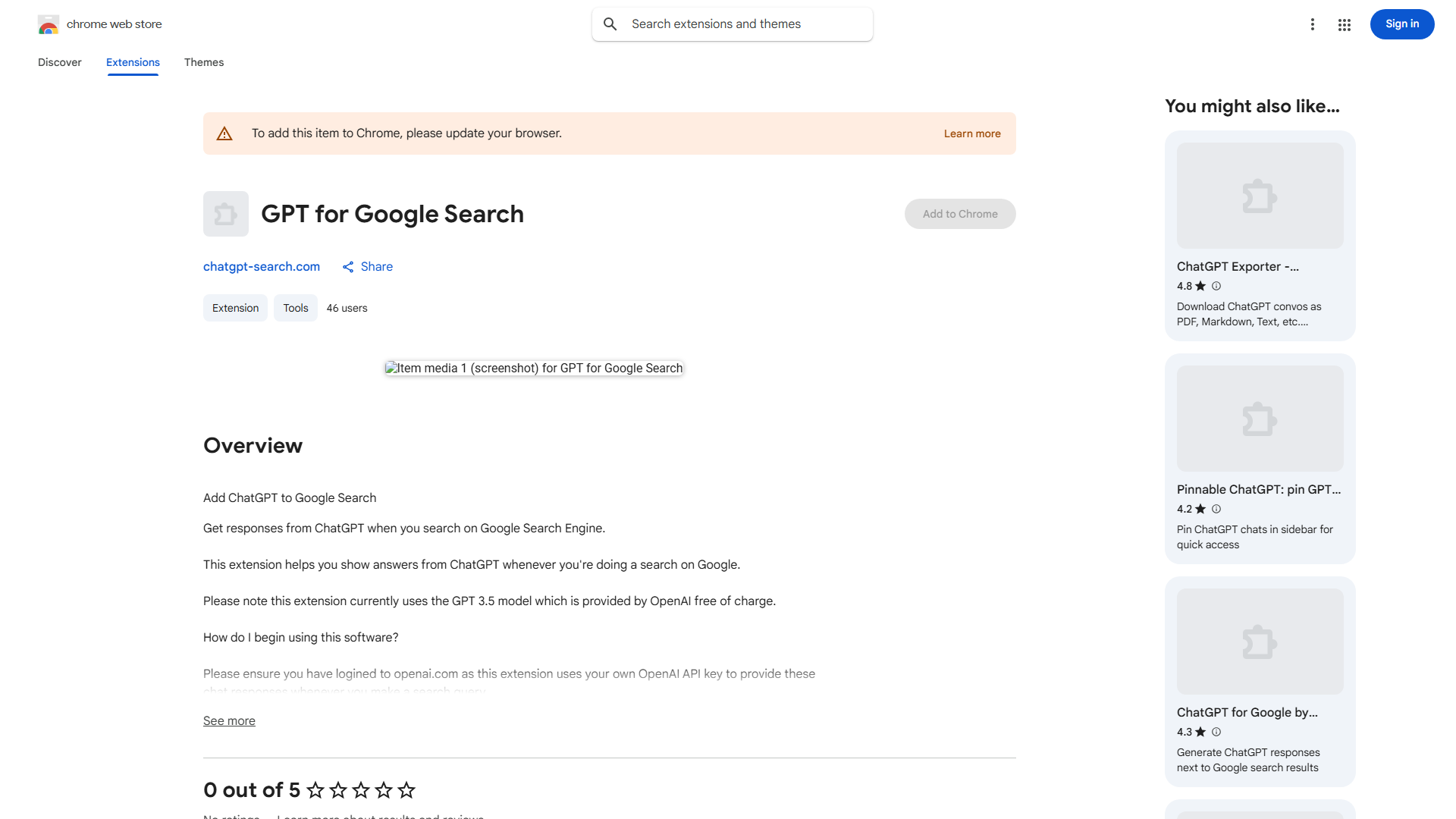 ChatGPT Google Search Extension