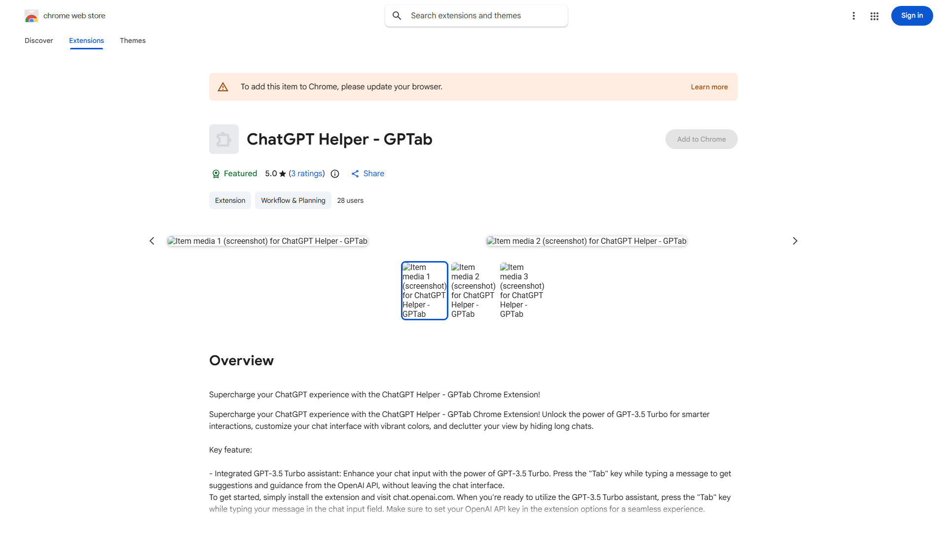 ChatGPT Helper - GPTab Chrome Extension