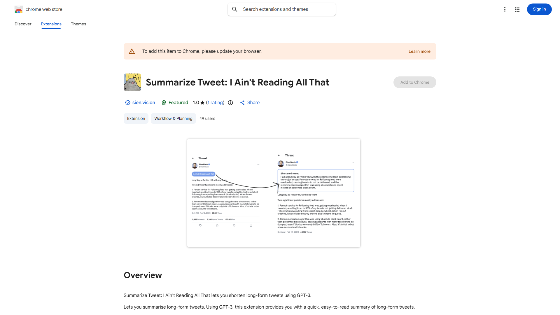 Lets you summarise long-form tweets