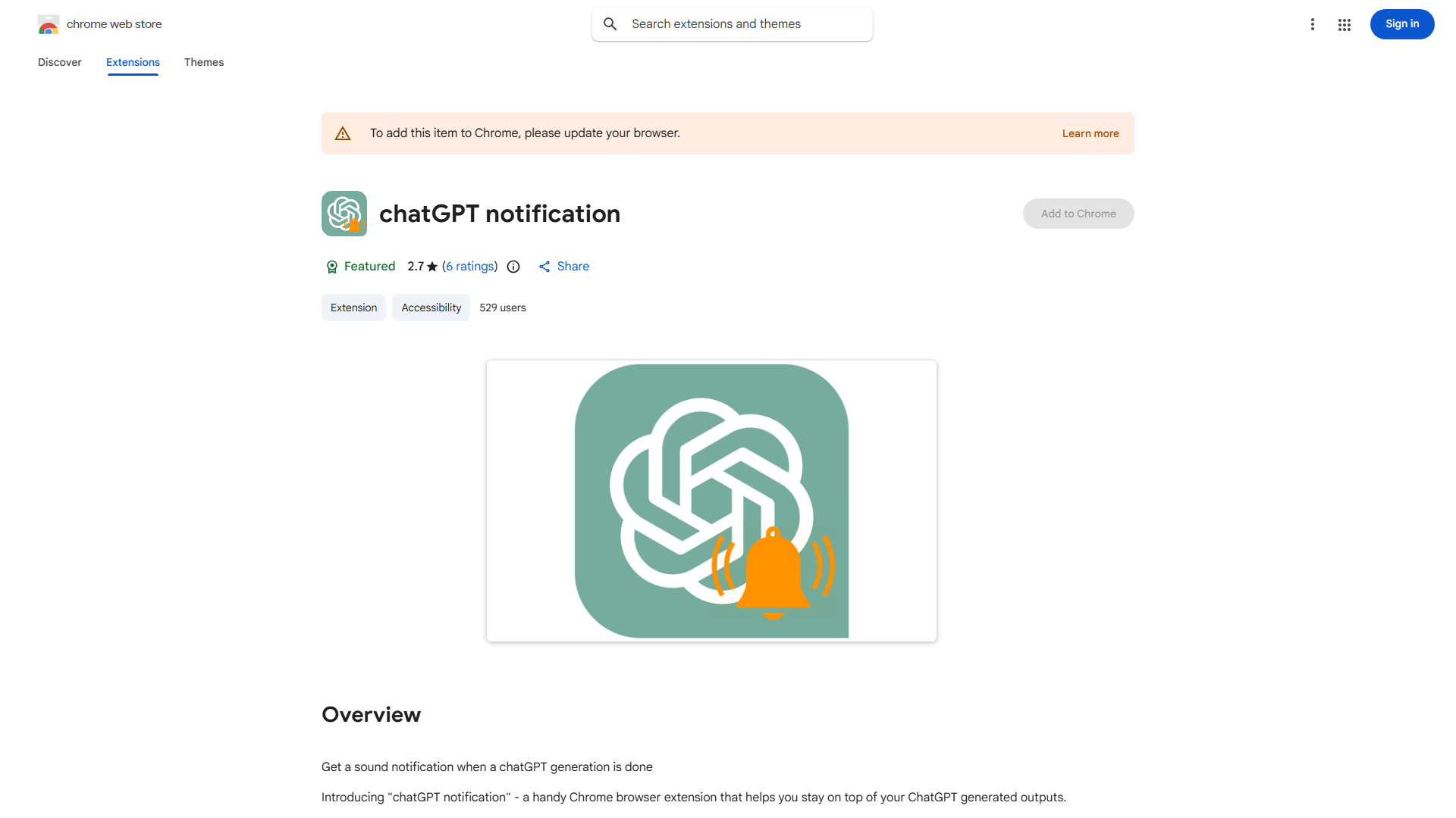 chatGPT notification