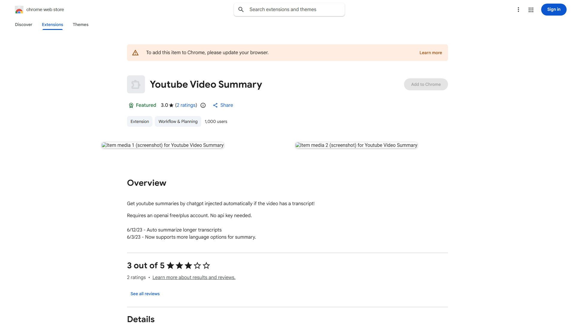 Auto summarize longer transcripts