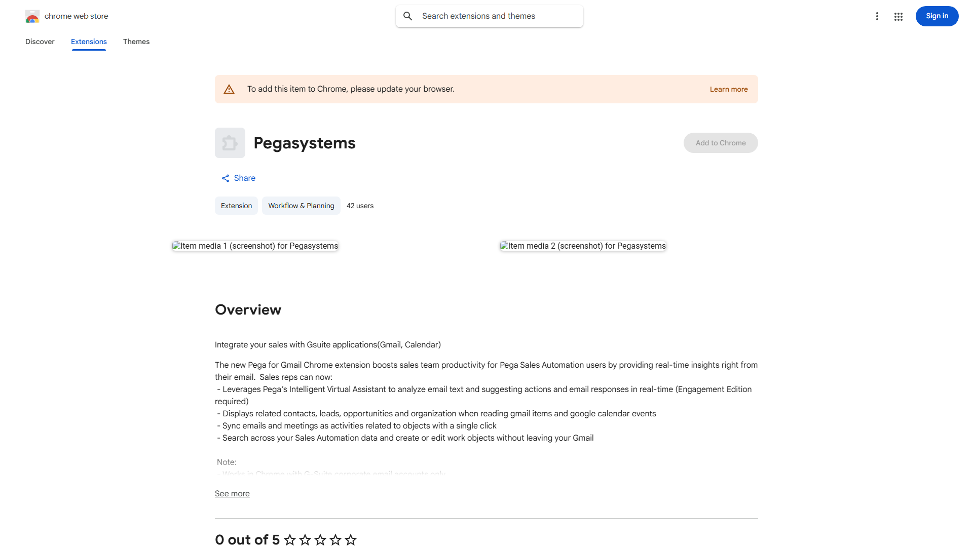 Pega for Gmail Chrome Extension