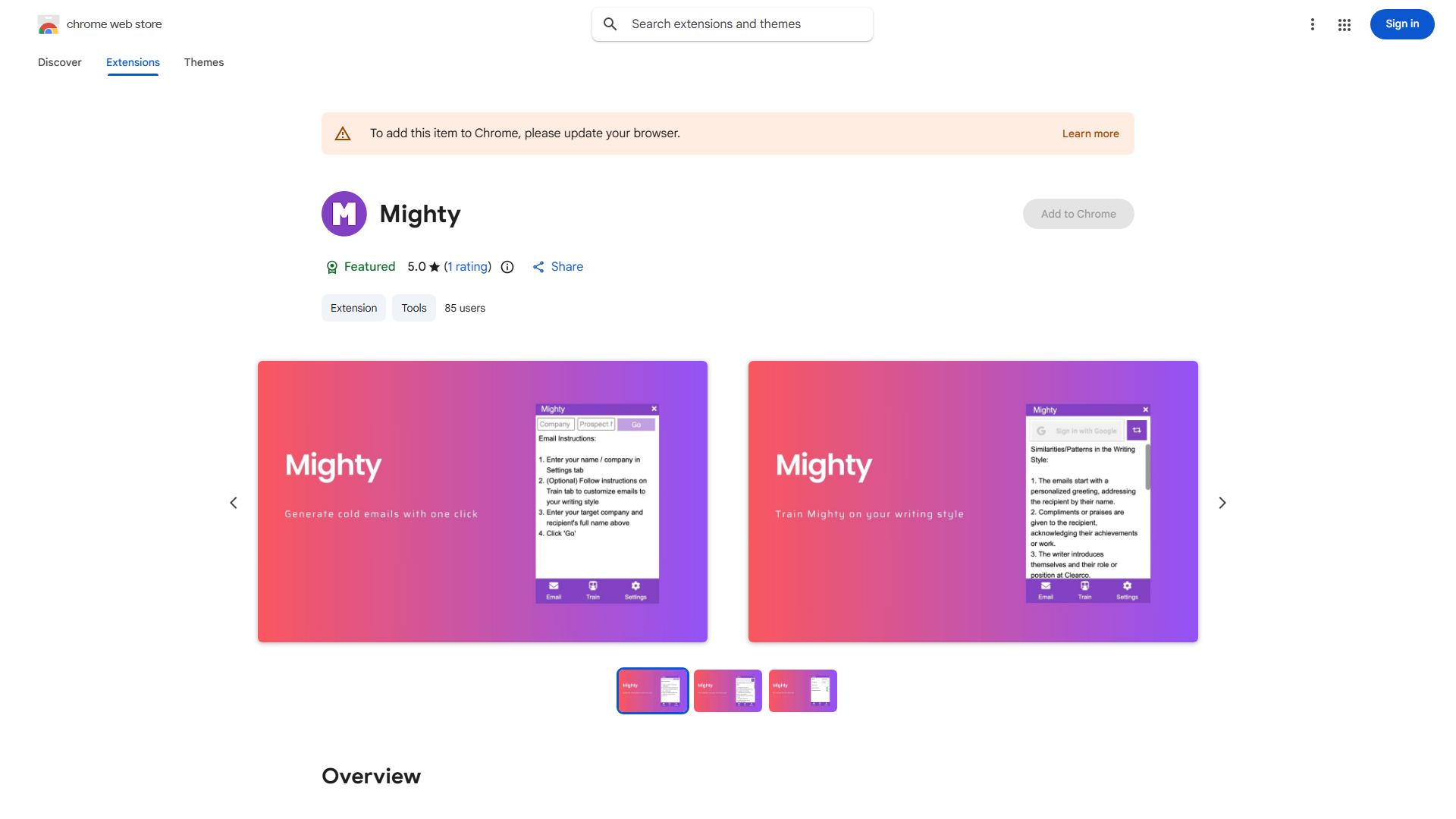 Mighty Chrome Extension