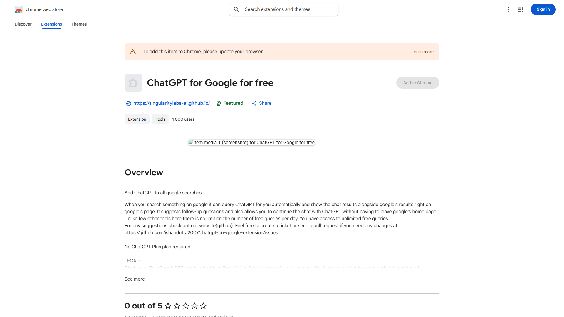 ChatGPT on Google Extension