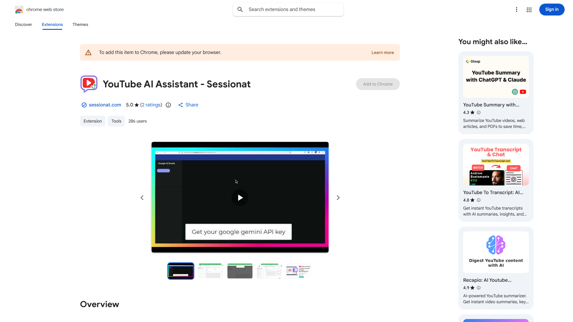 YouTube Transcript Summary with Gemini