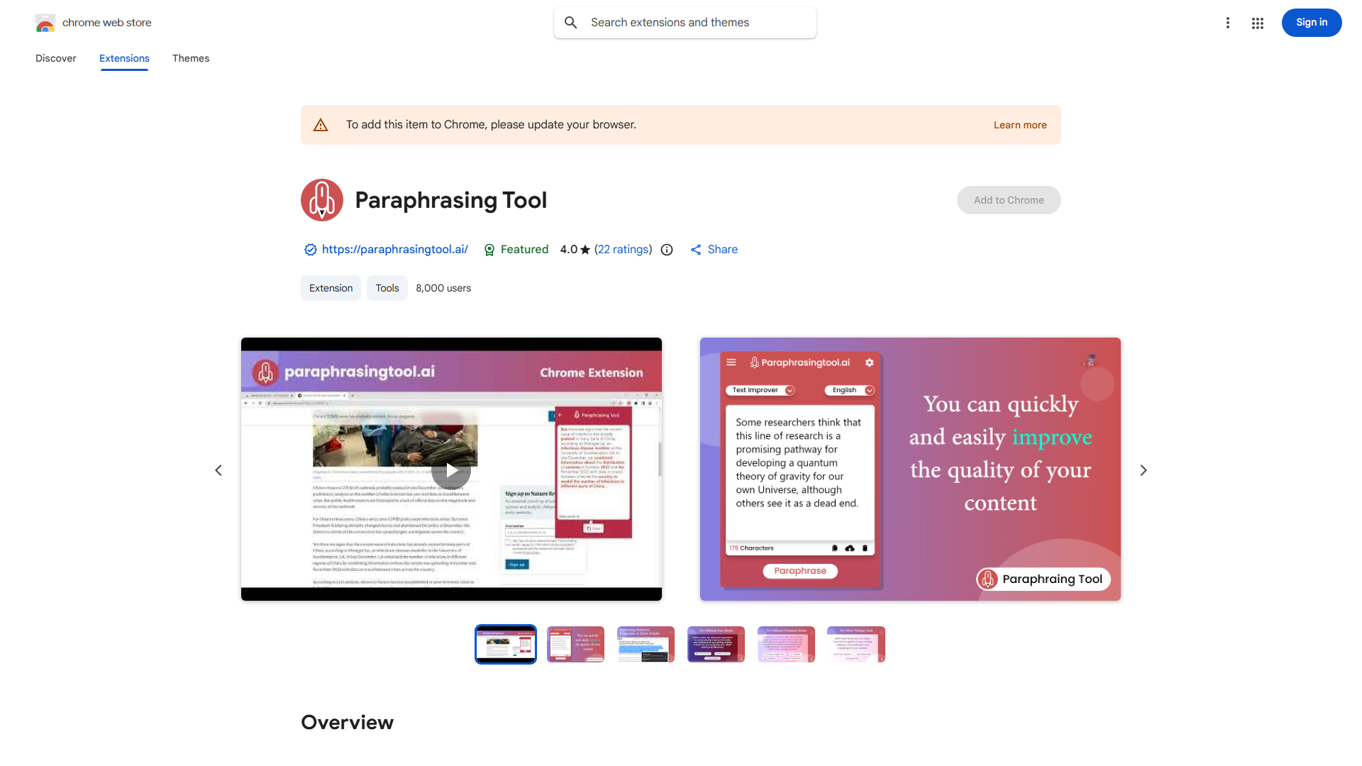 Paraphrasingtool.ai Chrome Extension