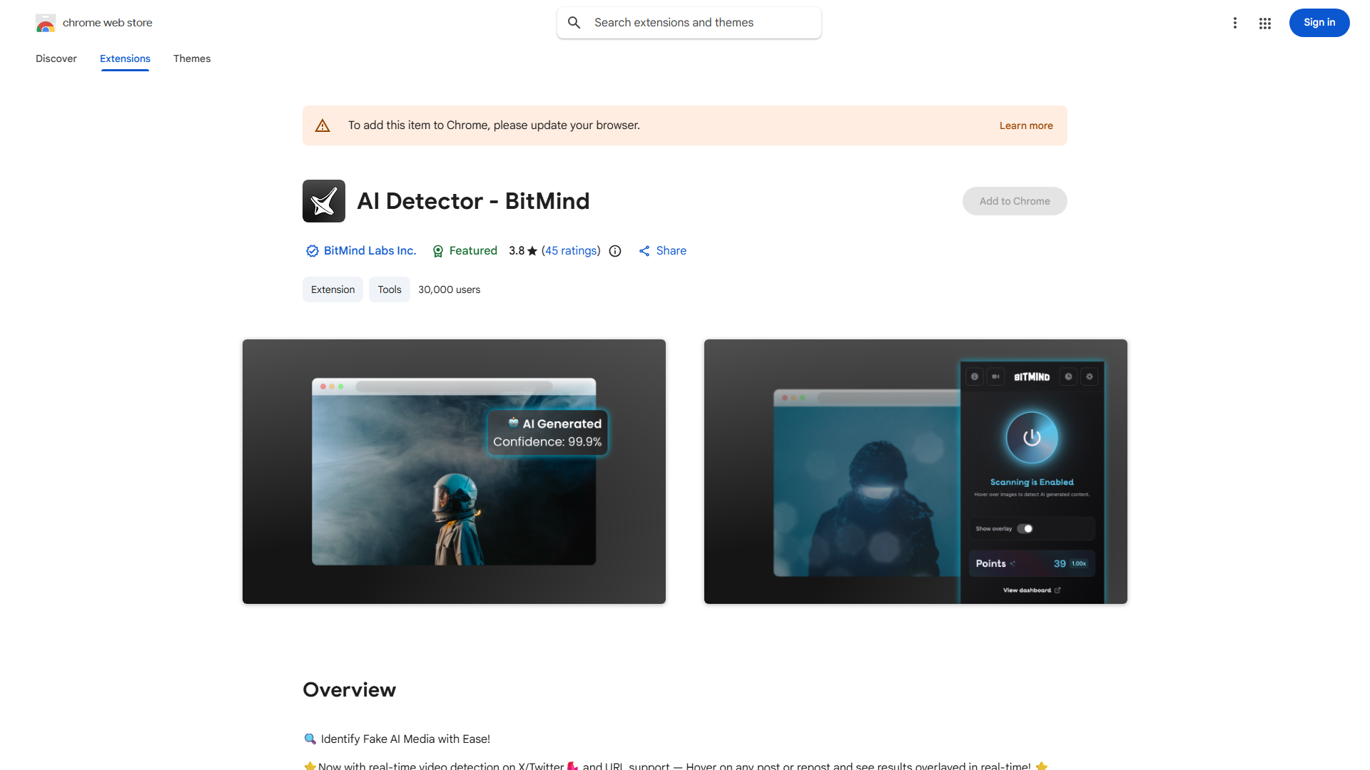 AI Image Detector Chrome Extension