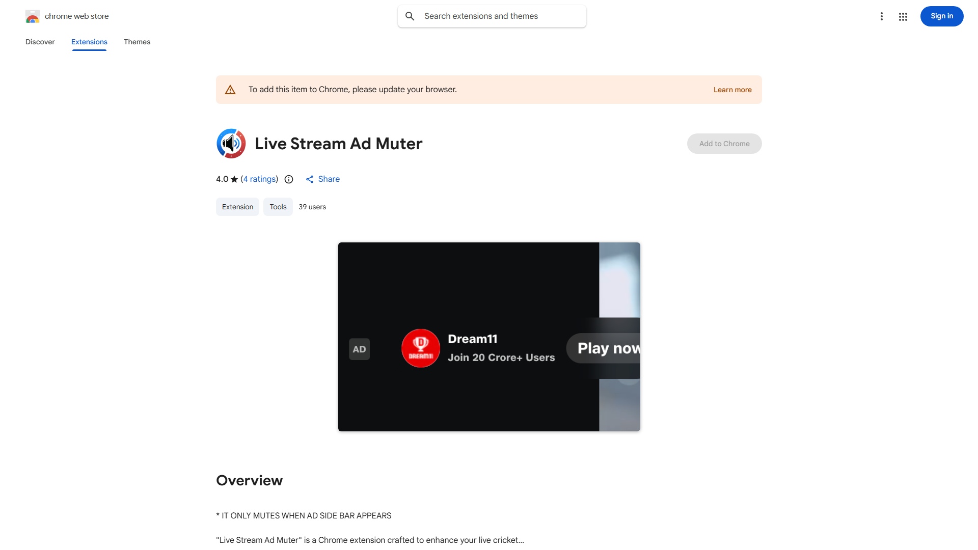 Live Stream Ad Muter