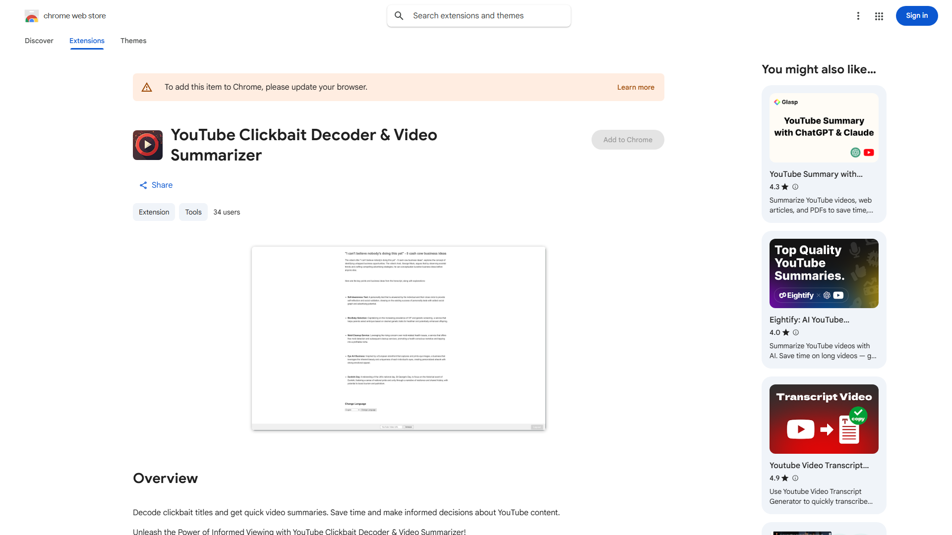 YouTube Clickbait Decoder & Video Summarizer