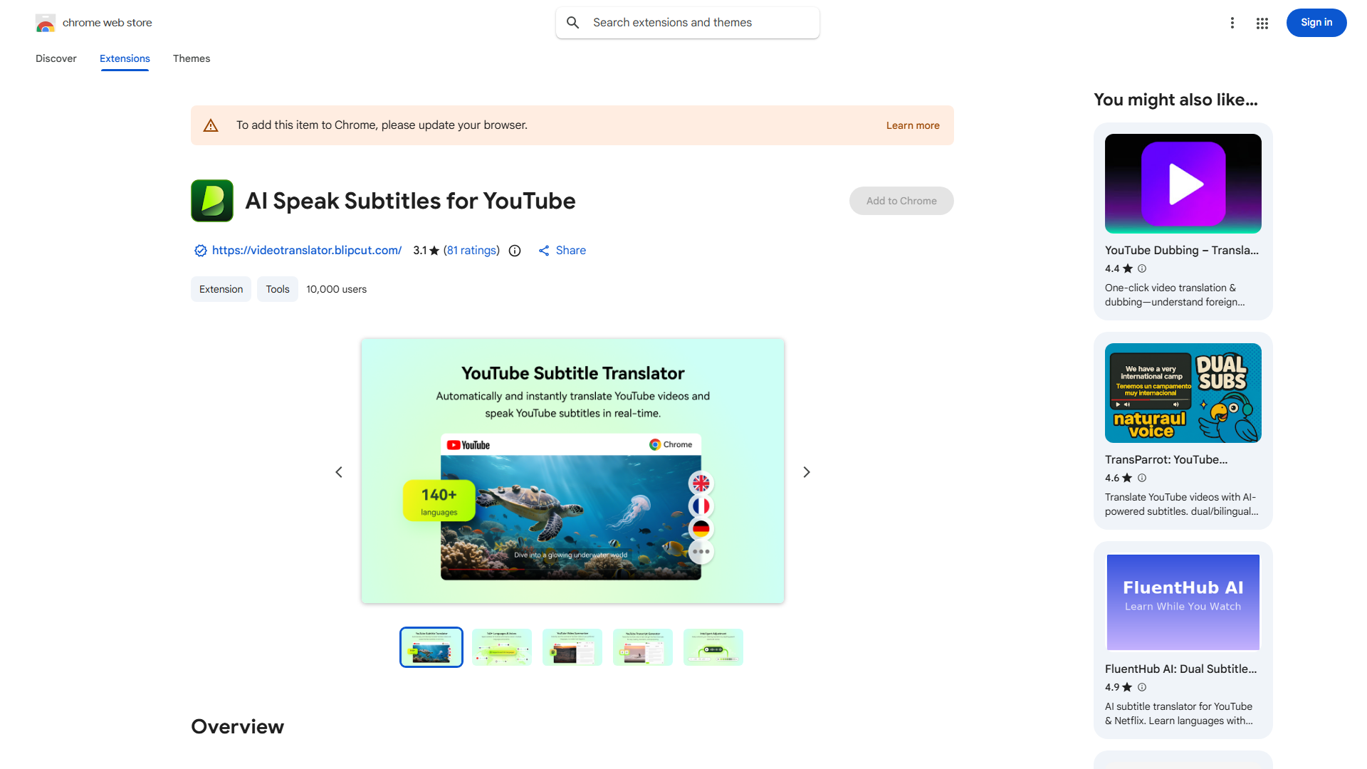 AI Speak Subtitles for YouTube