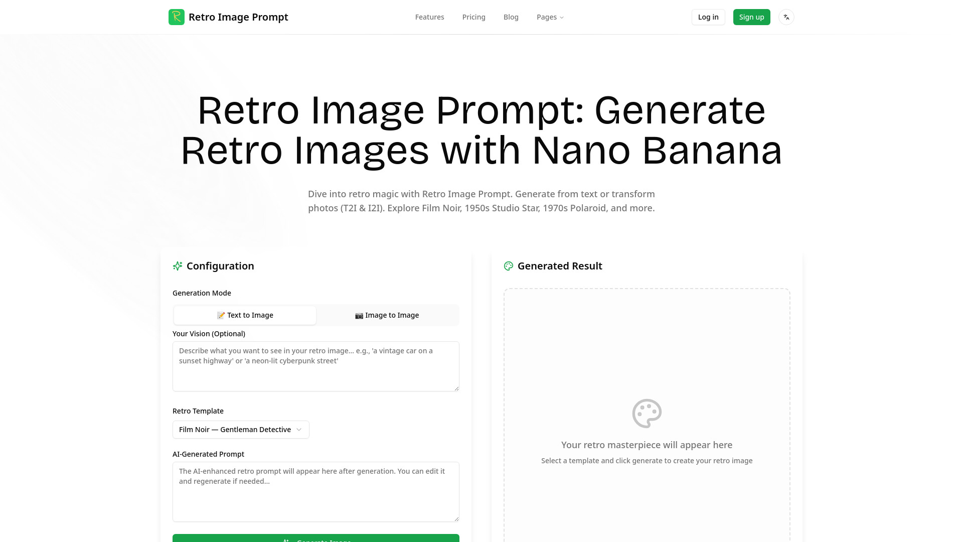 Retro Image Prompt - Nano Banana Retro Image Prompt Generator
