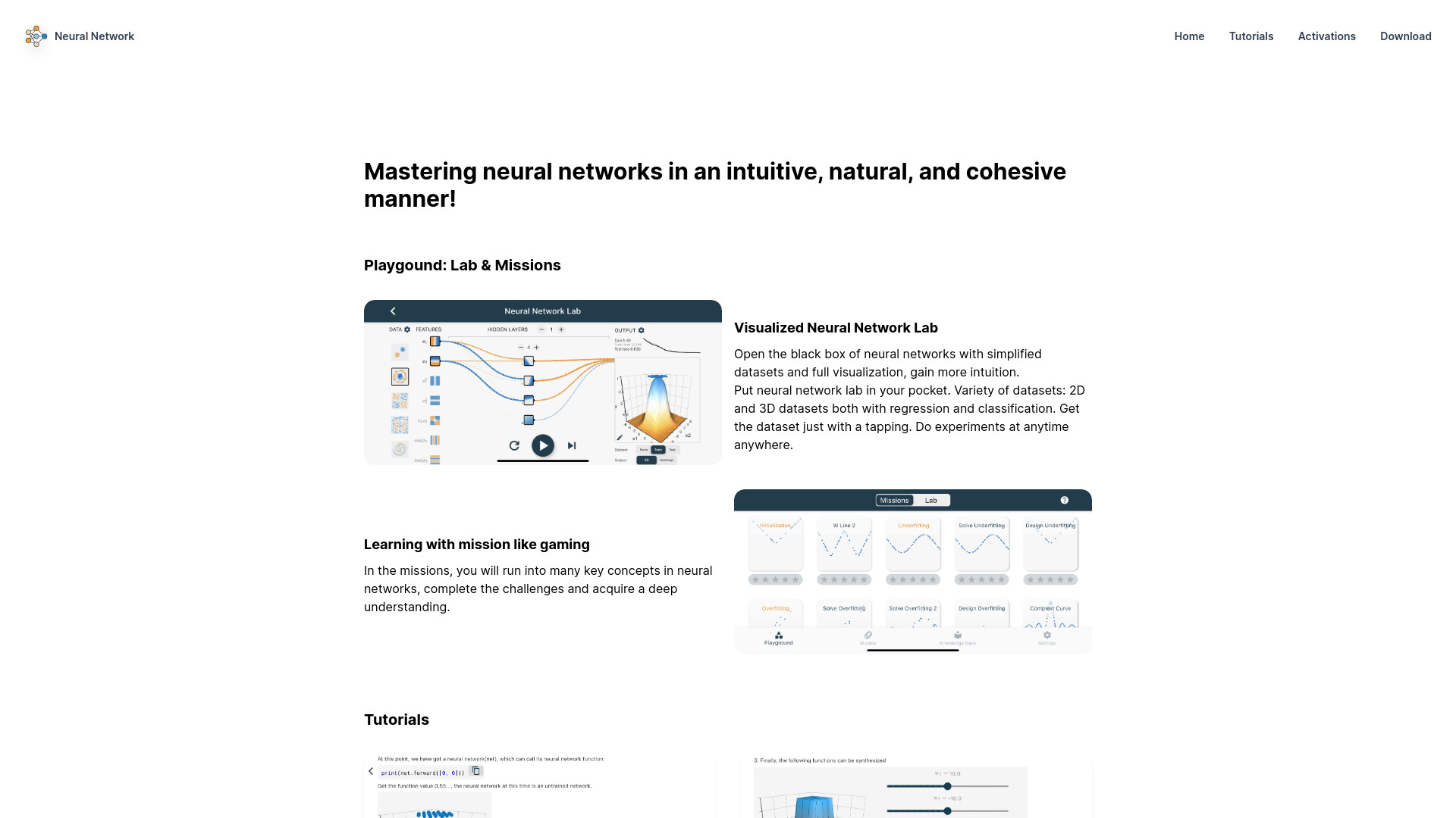 Interactive Tutorials on Neural Networks and Deep Learning