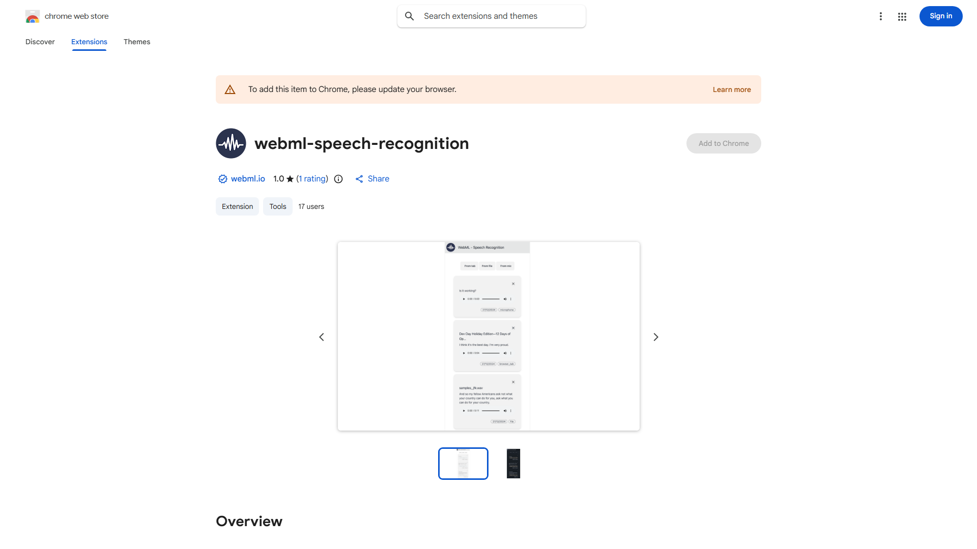 Speech Recognition Chrome Extension