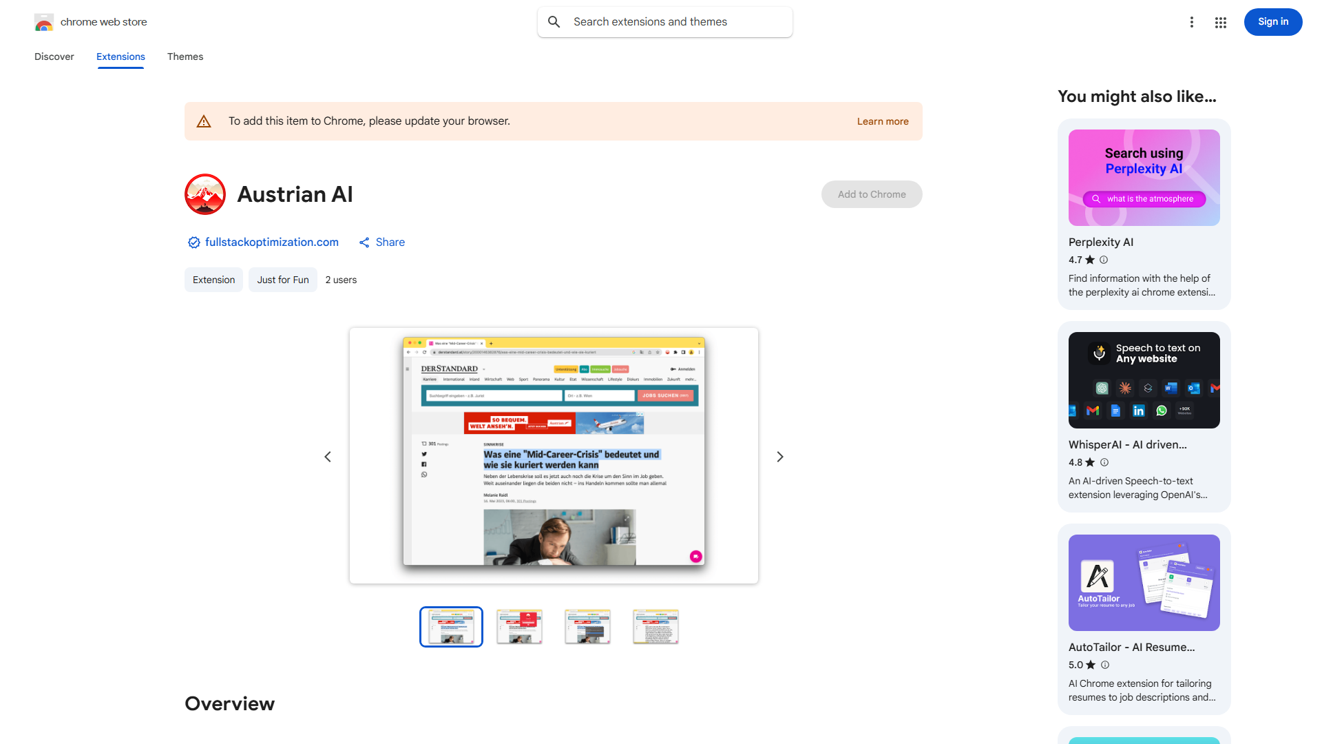 Austrian AI Rewrite & Translate Chrome Extension