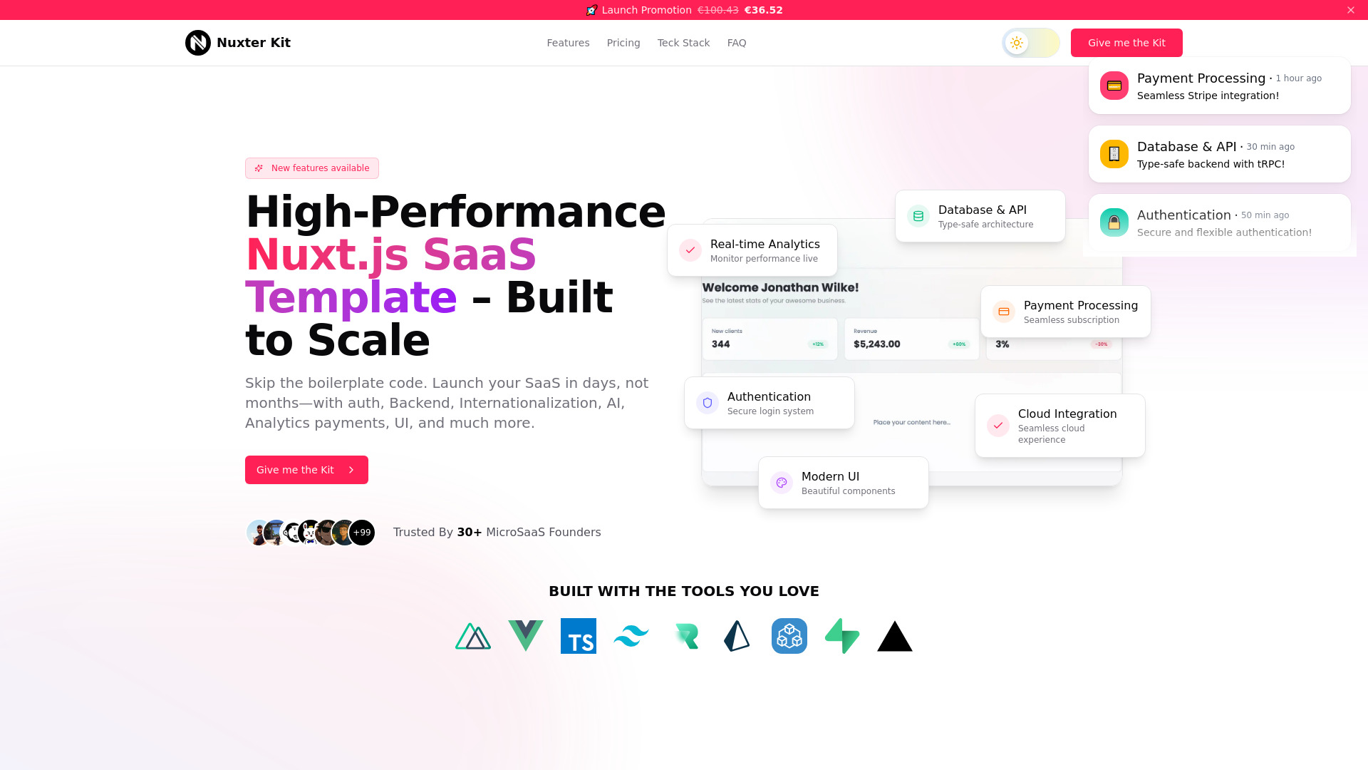 NuxtSaaS - Nuxt.js SaaS Starter Kit