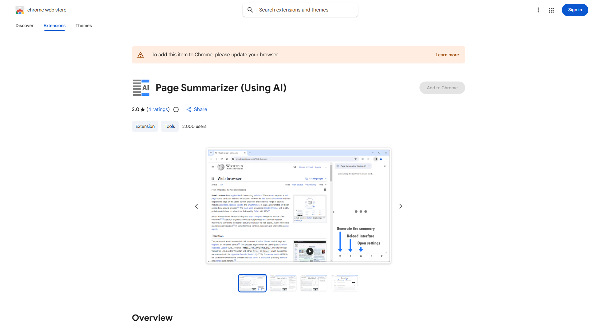 Page Summarizer using AI
