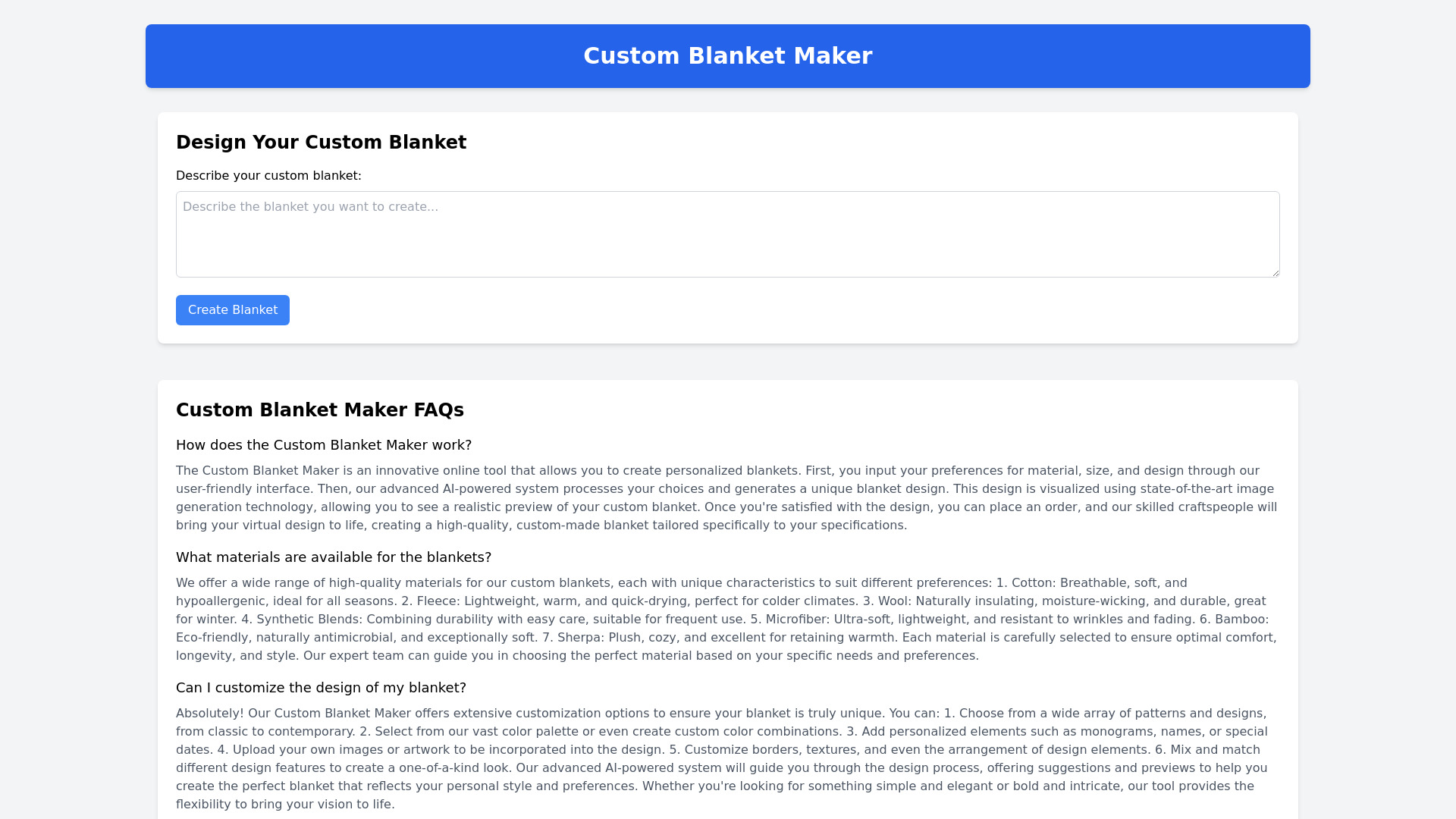 CustomBlanketMaker