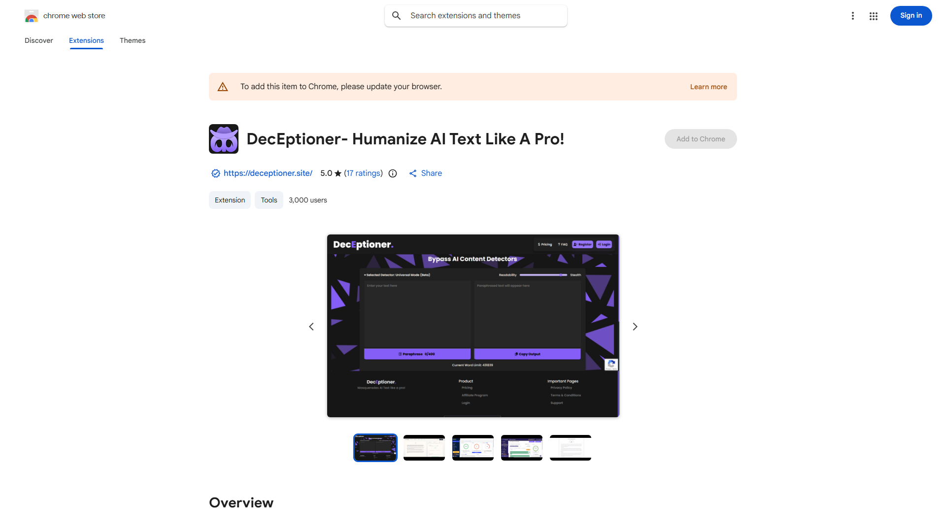 DecEptioner's Chrome Extension
