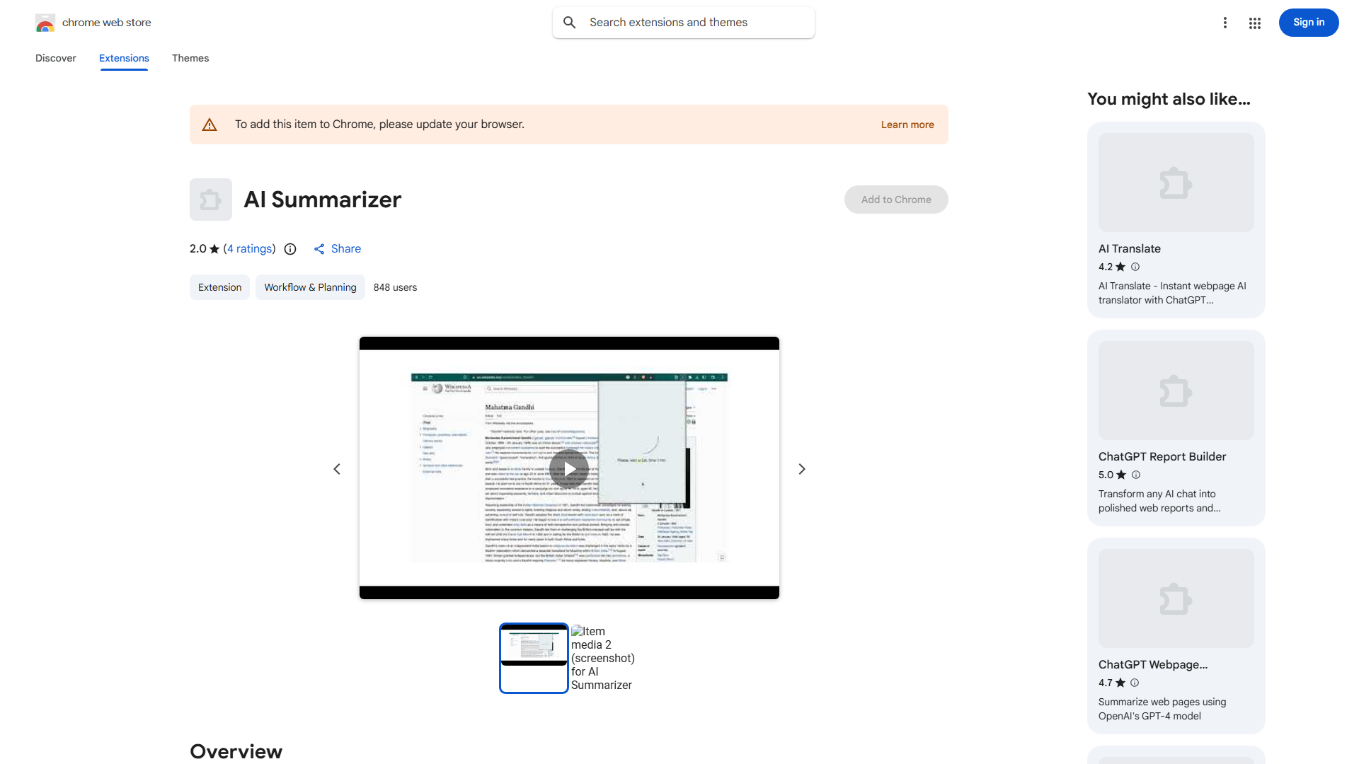 ChatGPT AI Summarizer Extension