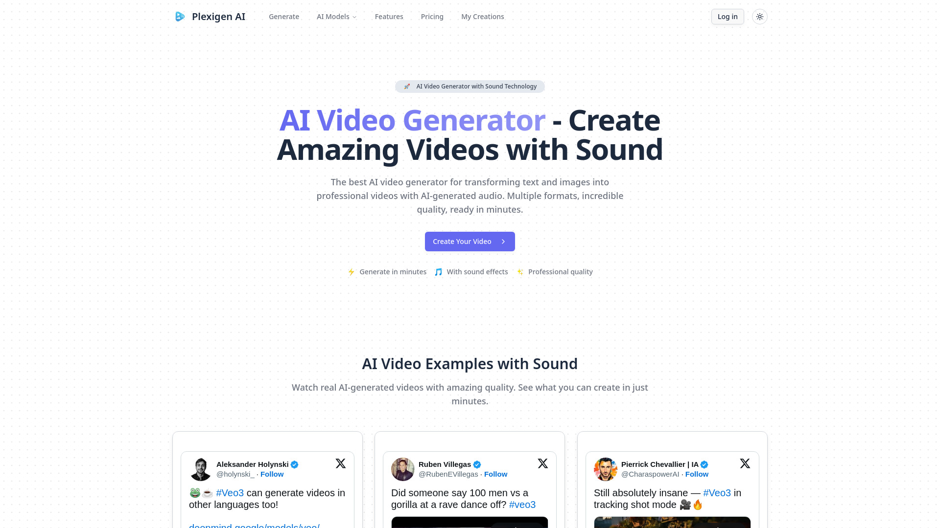 Plexigen AI - AI Video Generator with Sound & Effects