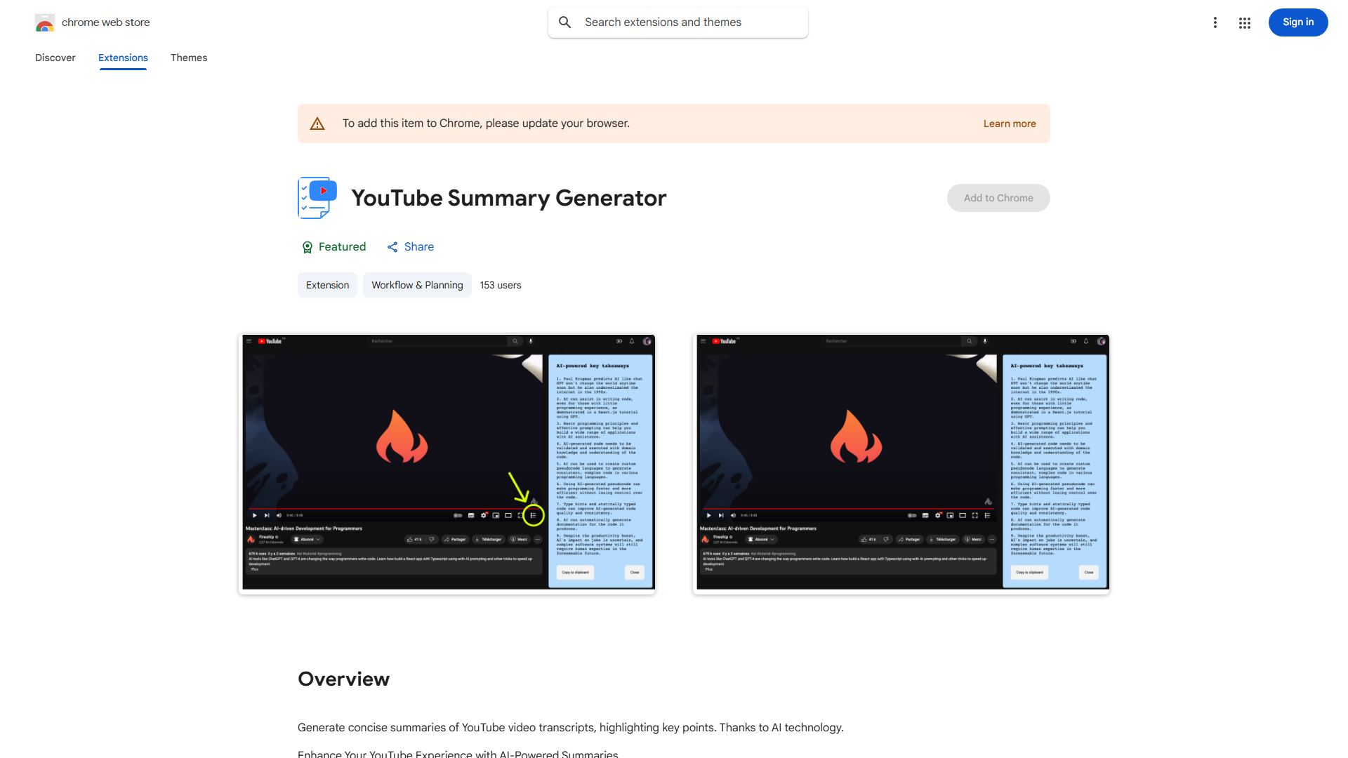 YouTube Summary Extension