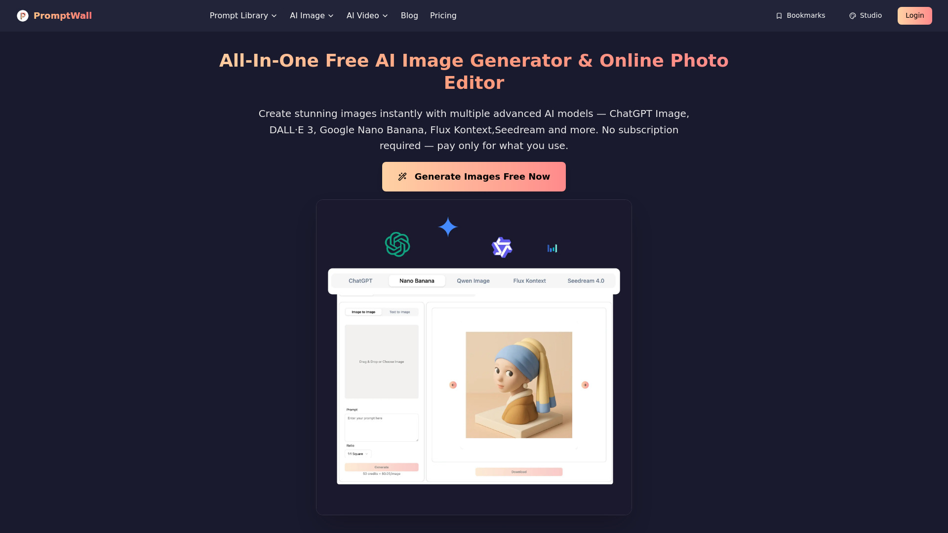 PromptWall：All-in-one AI Image Generator