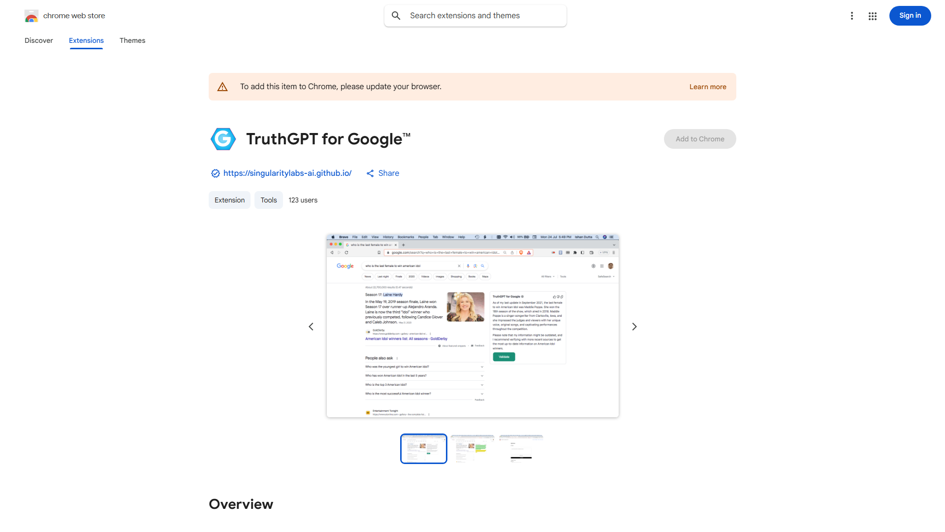 TruthGPT for Google™ extension