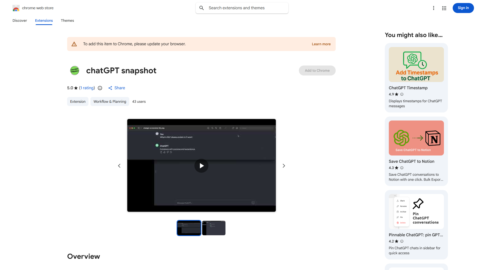 ChatGPT Snapshot
