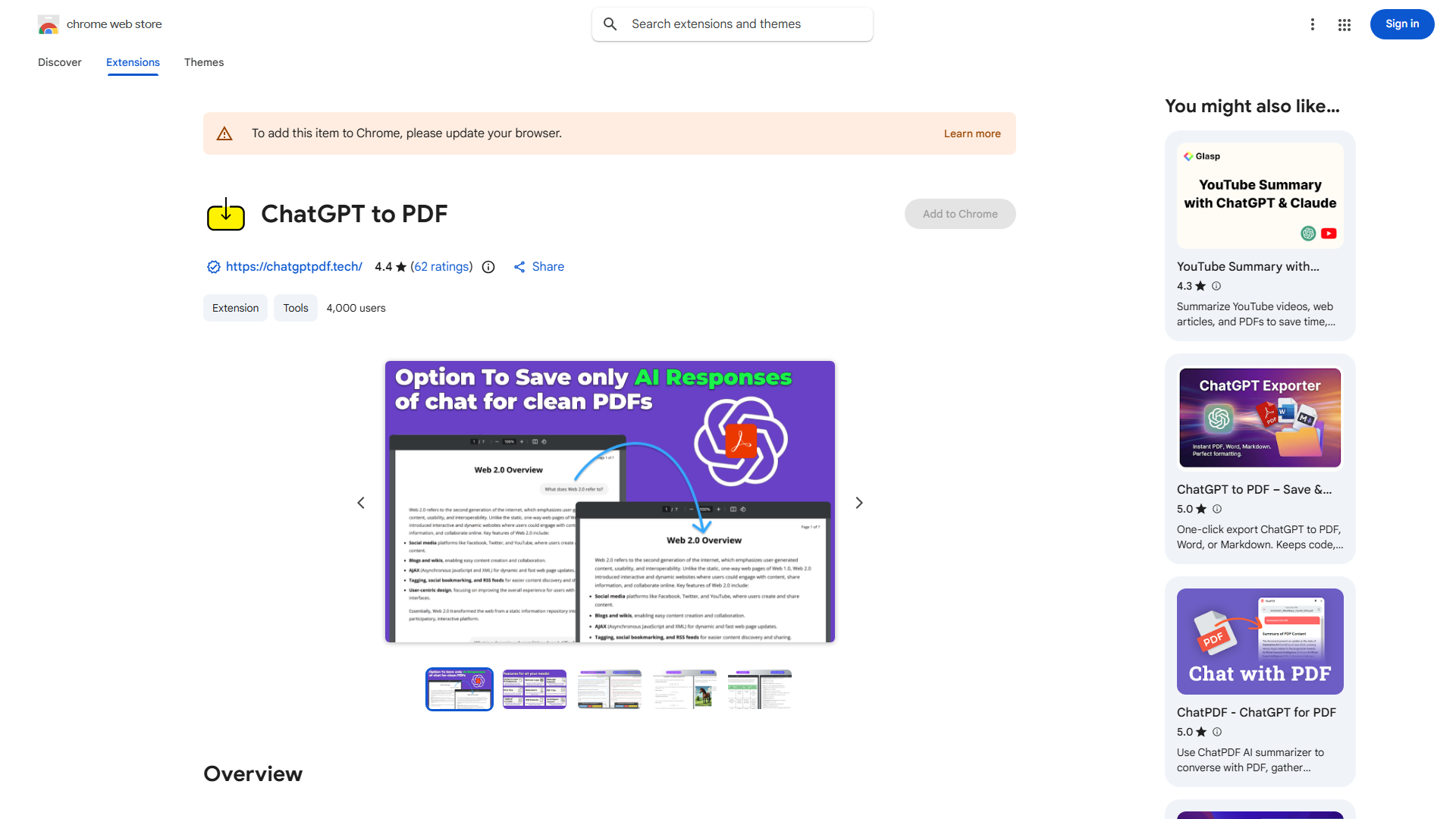ChatGPT to PDF Extension
