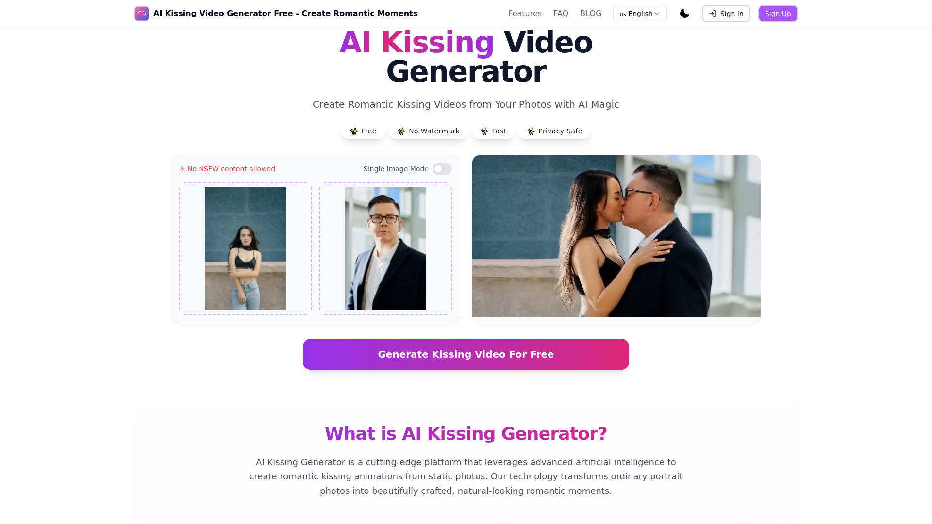 AI Kissing Video Generator