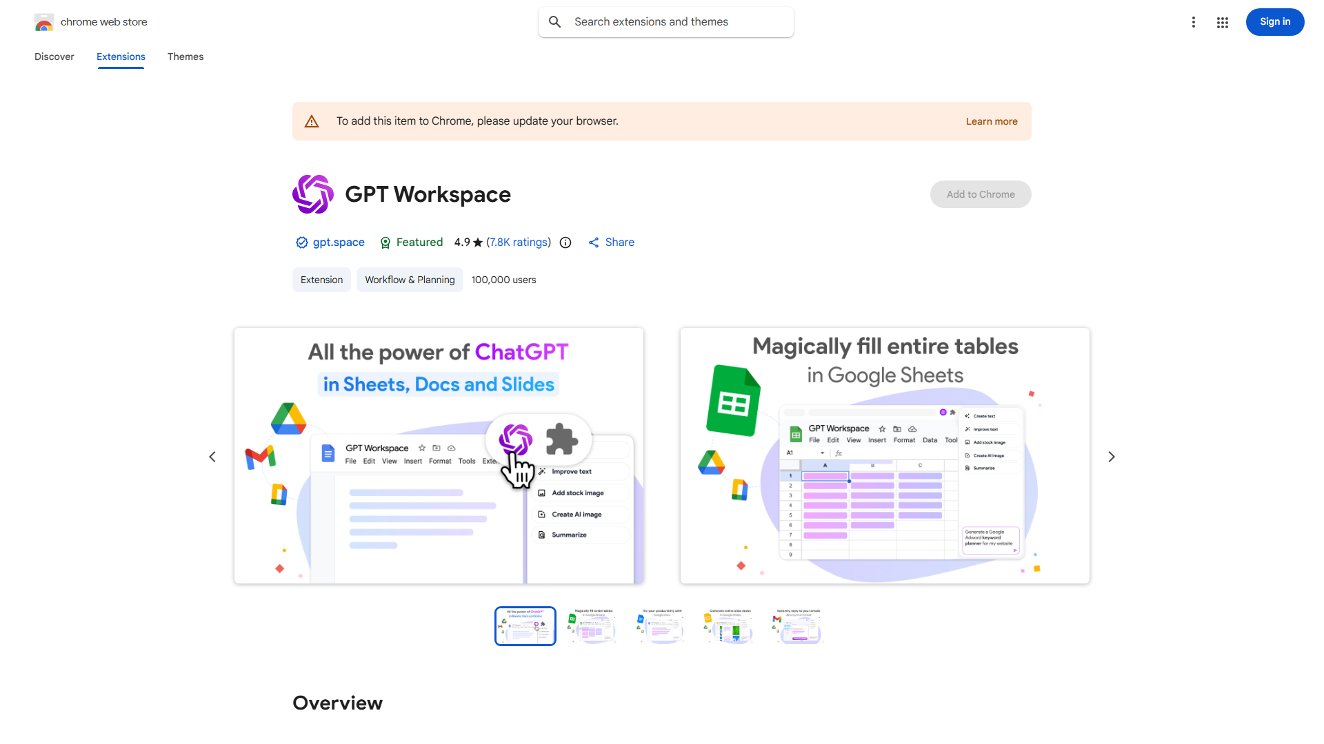 GPT for Google Sheets™ Docs™ and Slides™
