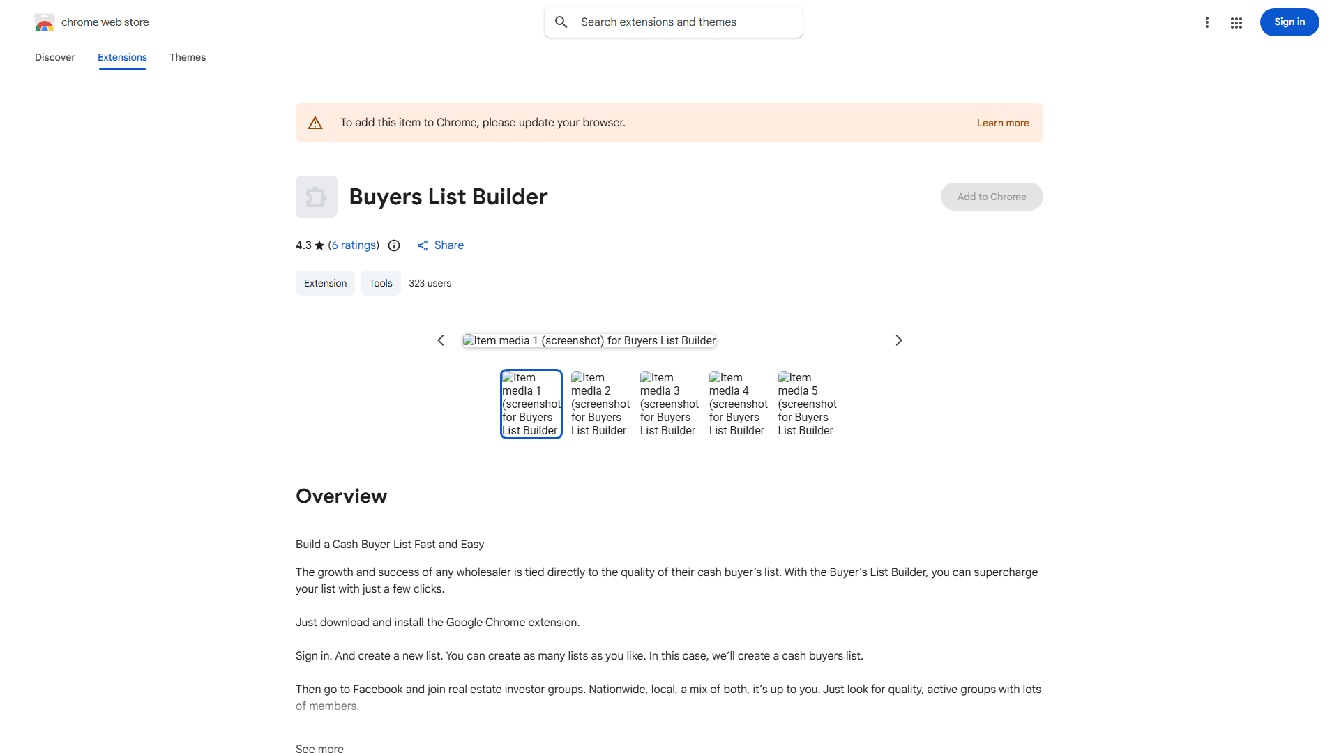 Cash Buyers List Extension