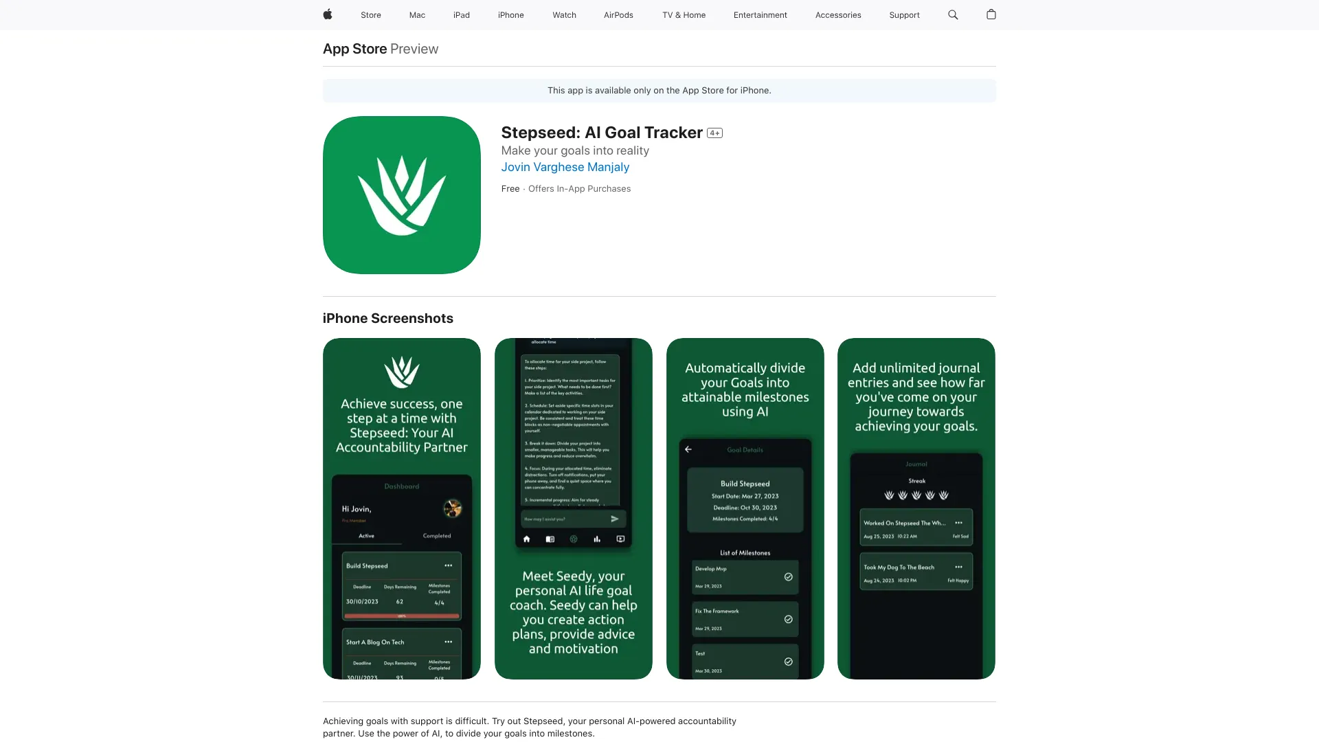 Stepseed: AI Goal Tracker